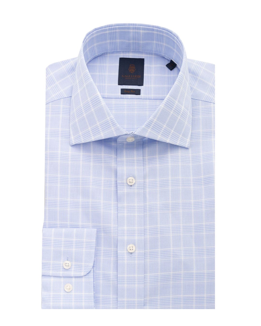 Gagliardi Shirts Gagliardi Sky Glen Check Easy-iron Shirt