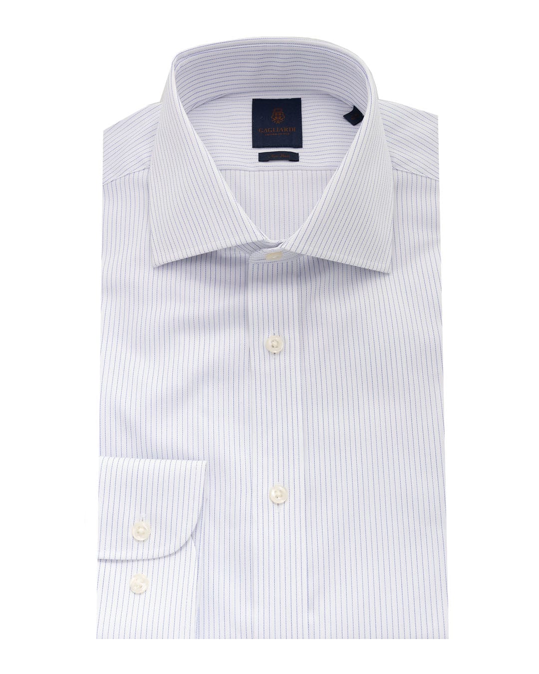 Gagliardi Shirts Gagliardi White Fine Stripe Non-iron Shirt