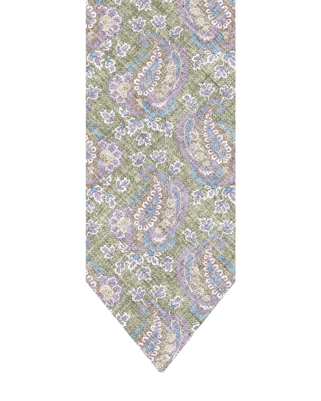 Gagliardi Ties One Size Gagliardi Olive Tie Italian Silk Shappe Paisley Floral