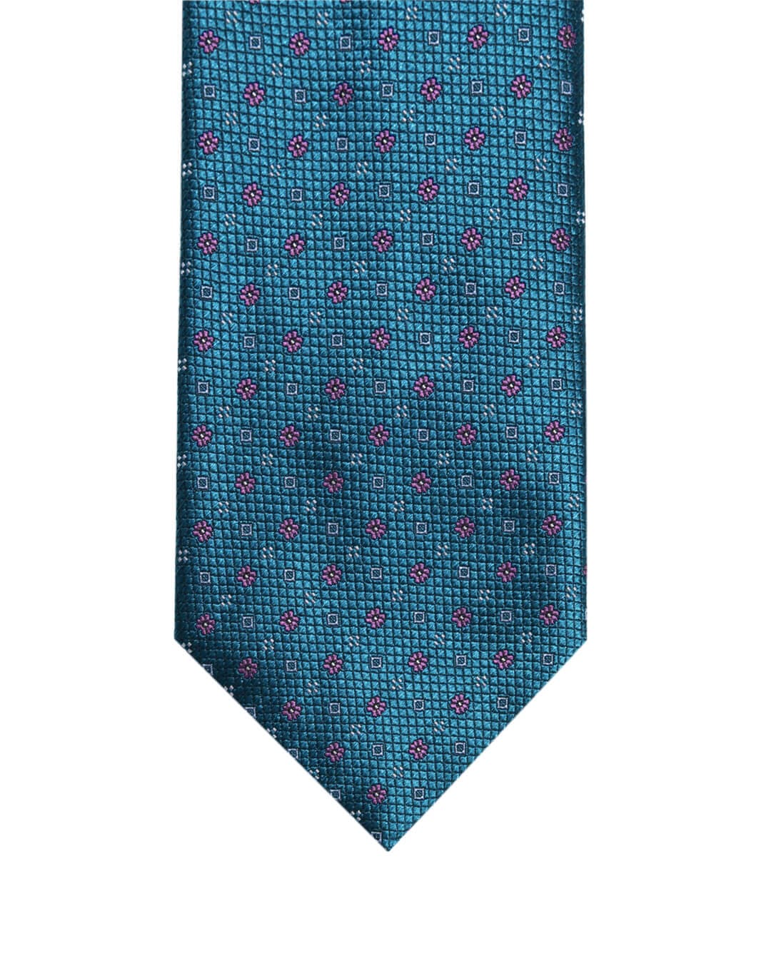 Gagliardi Ties One Size Gagliardi Teal Geometric Floral Italian Silk Tie