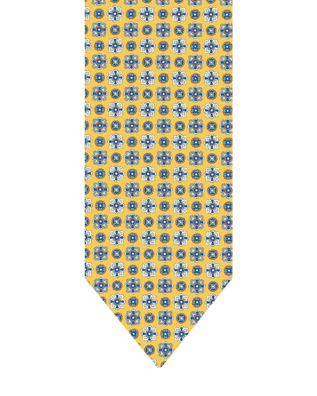 Gagliardi Ties One Size Gagliardi Yellow Tie Italian Silk Printed Medallions
