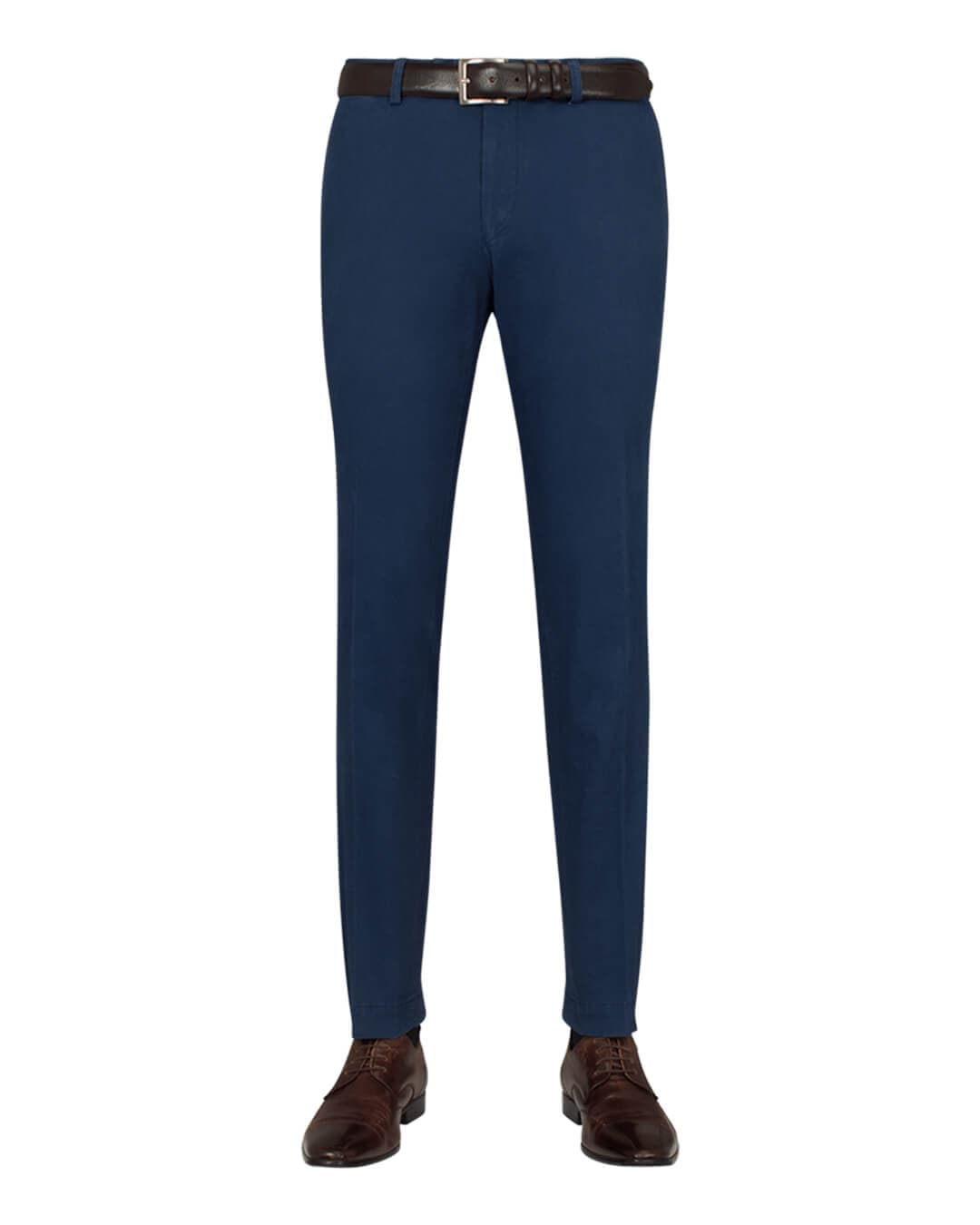 Royal Blue Washed Cotton Twill Chino Trousers
