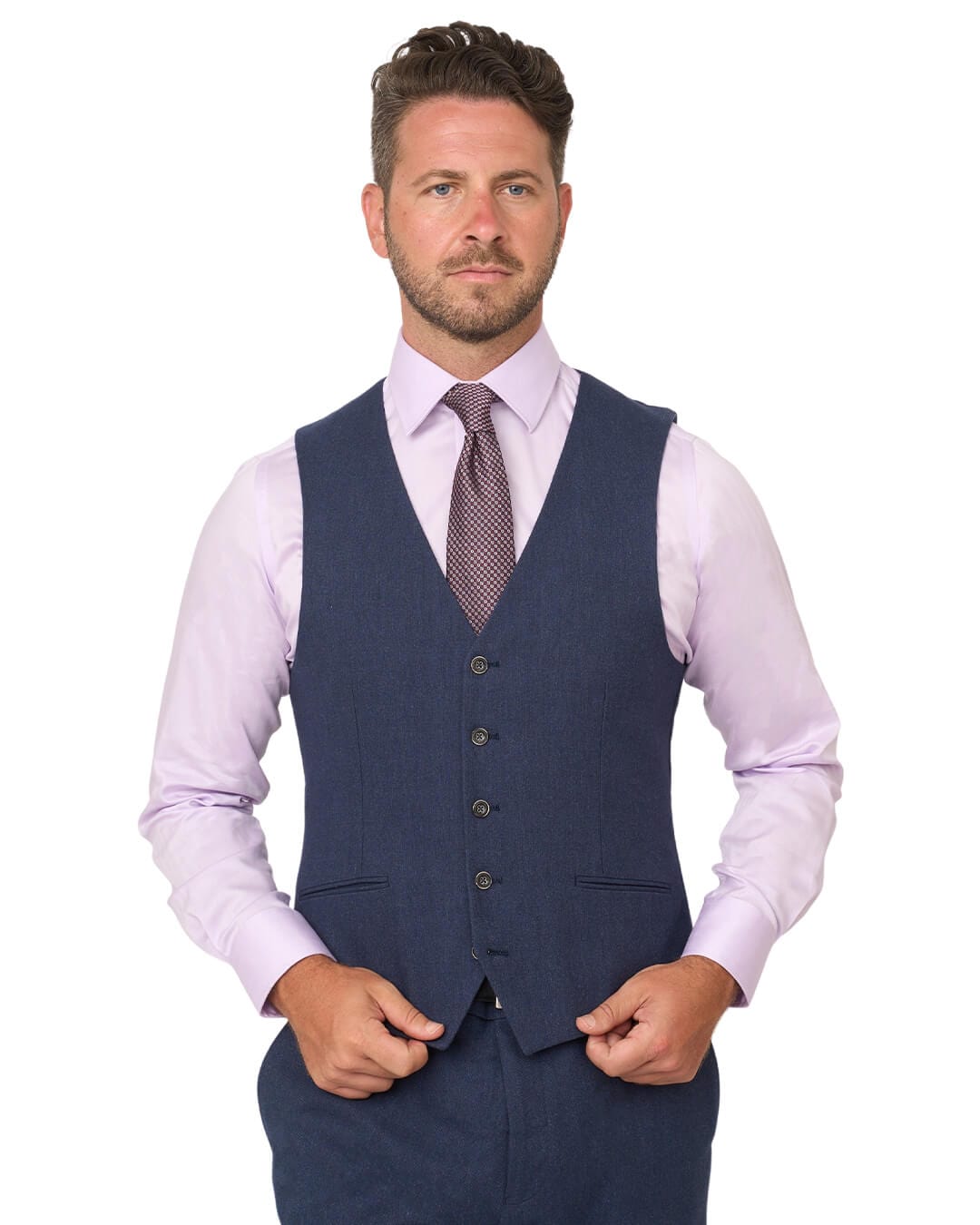 Gagliardi Waistcoats Gagliardi Blue Barleycorn Weave Stretch Cotton Waistcoat
