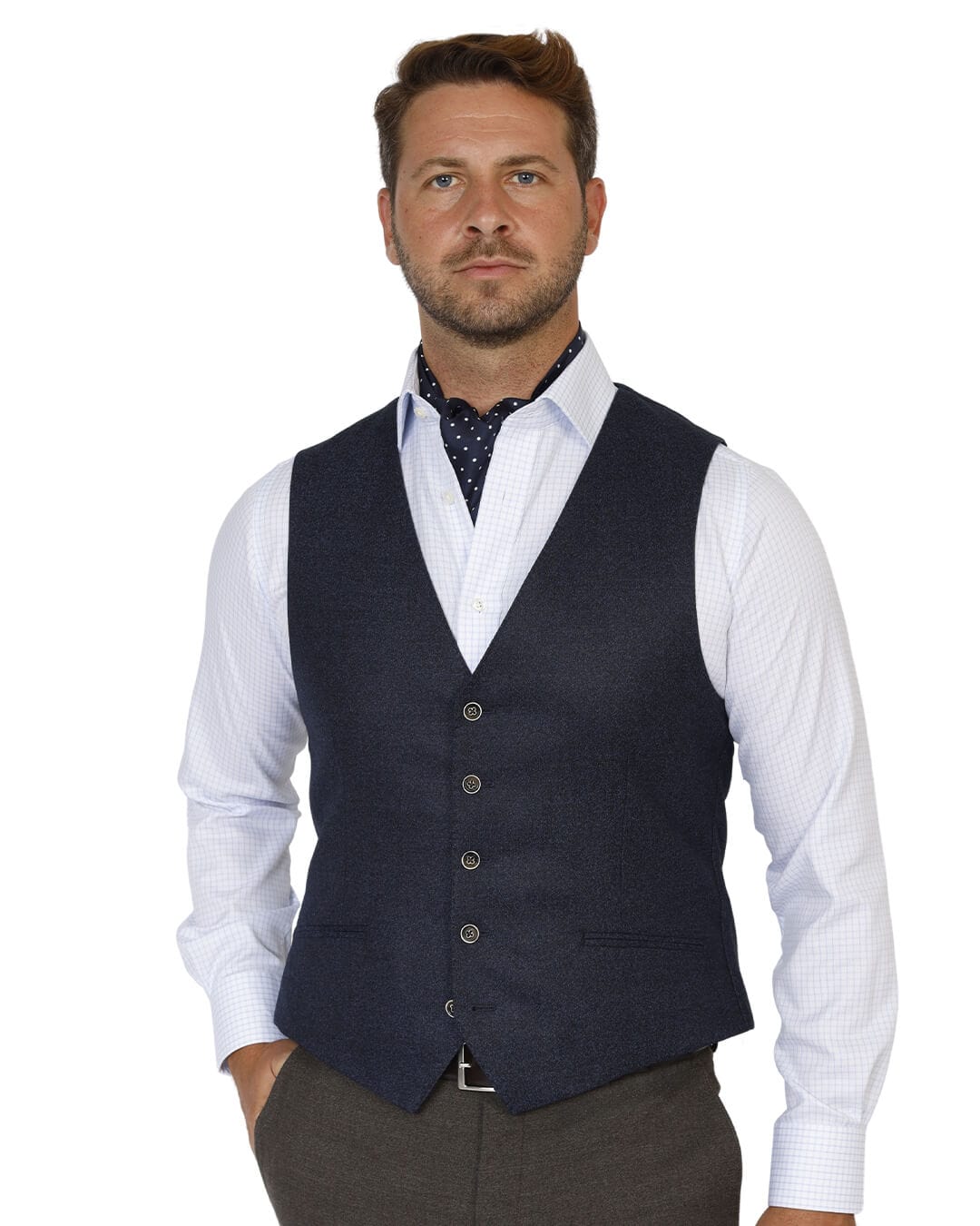 Gagliardi Waistcoats Gagliardi Blue Vitale Barberis Canonico Mouline Flannel Waistcoat