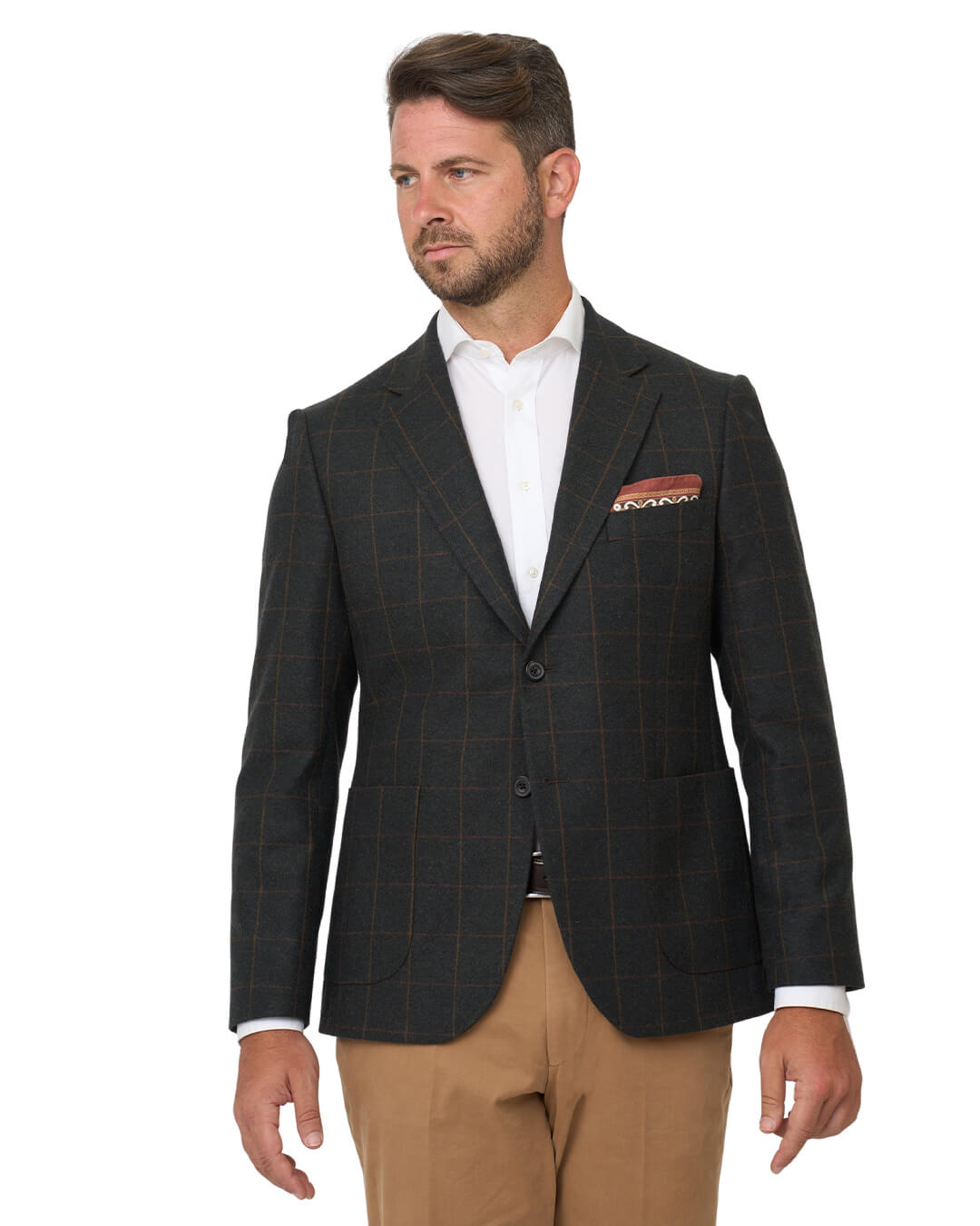Gagliardi Green Windowpane Check Italian Flannel Jacket
