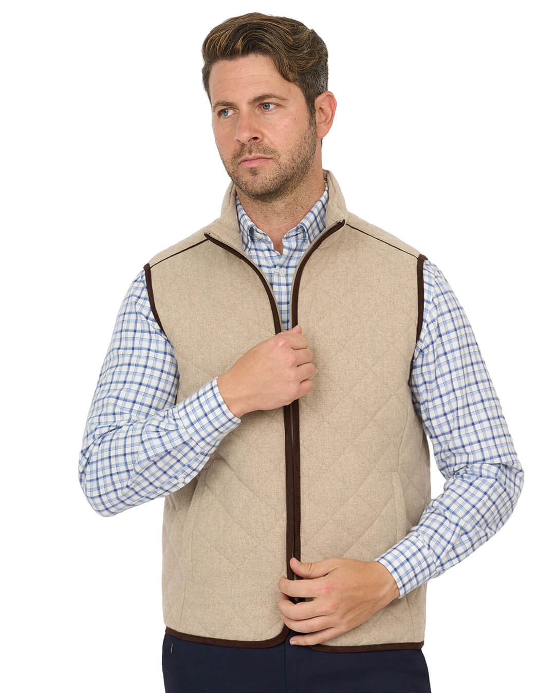 Gagliardi Stone Gilet Wool Blend Diamond Quilted