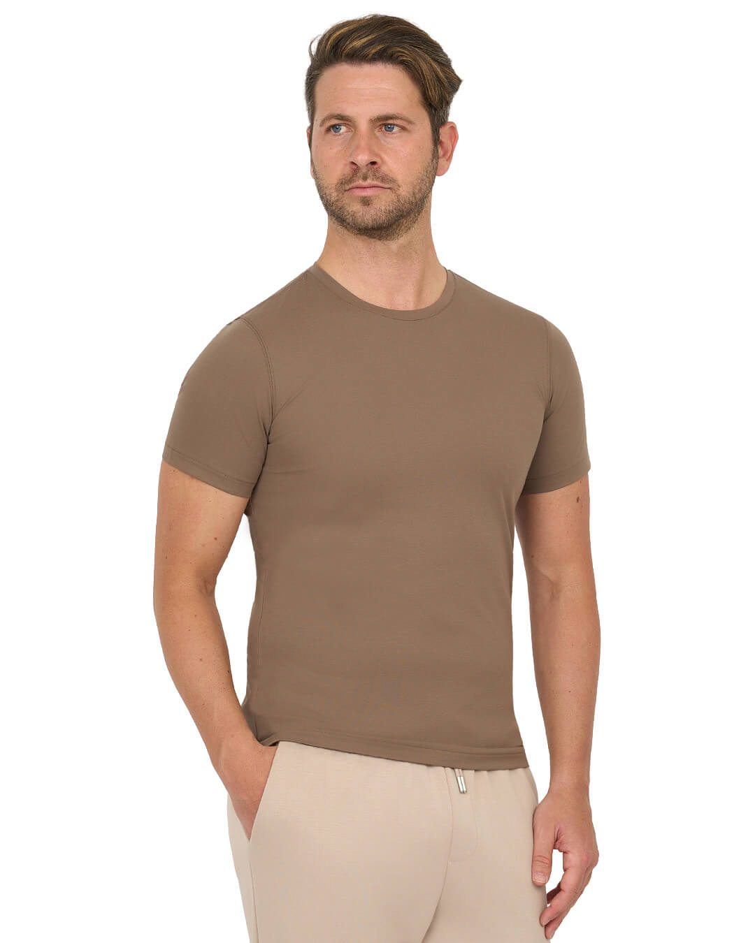Gagliardi Taupe T Shirt Luxury Interlock