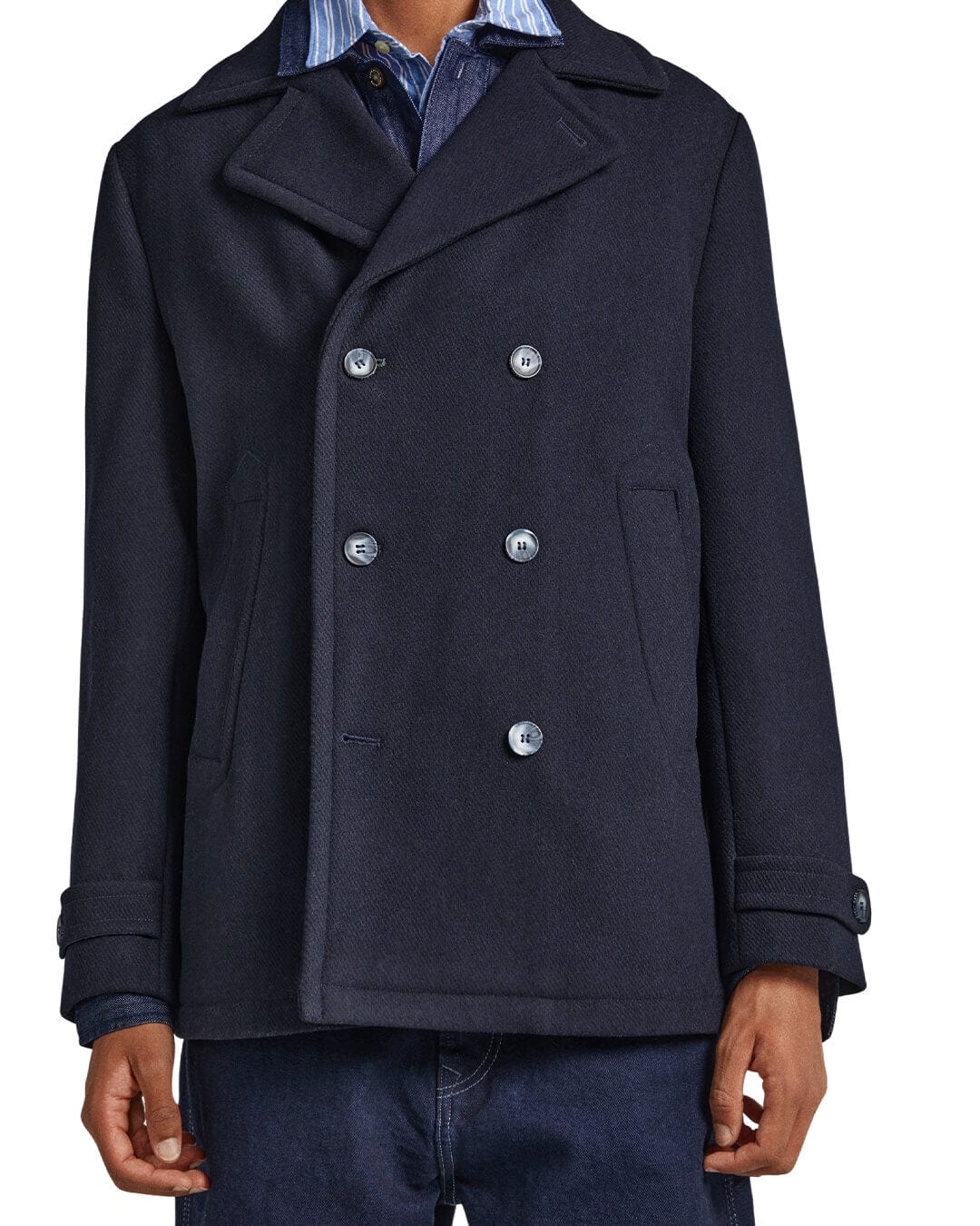 Pepe Jeans Coats Pepe Jeans Navy Double Breasted Coat