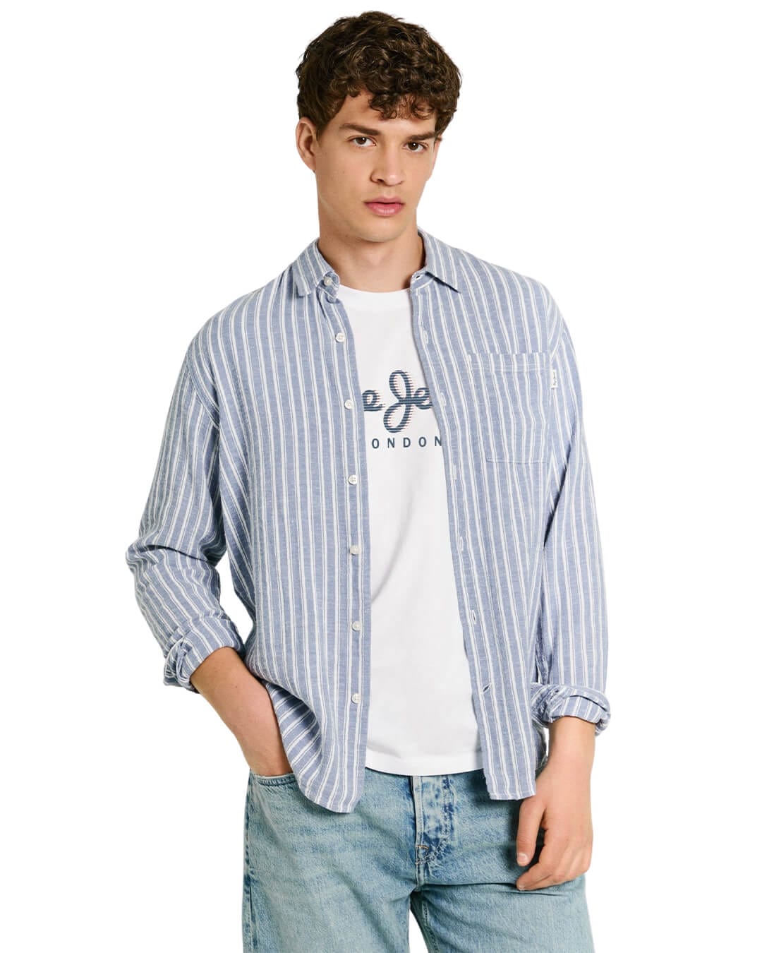 Pepe Jeans Shirts Pepe Jeans Blue Striped Mosey Shirt