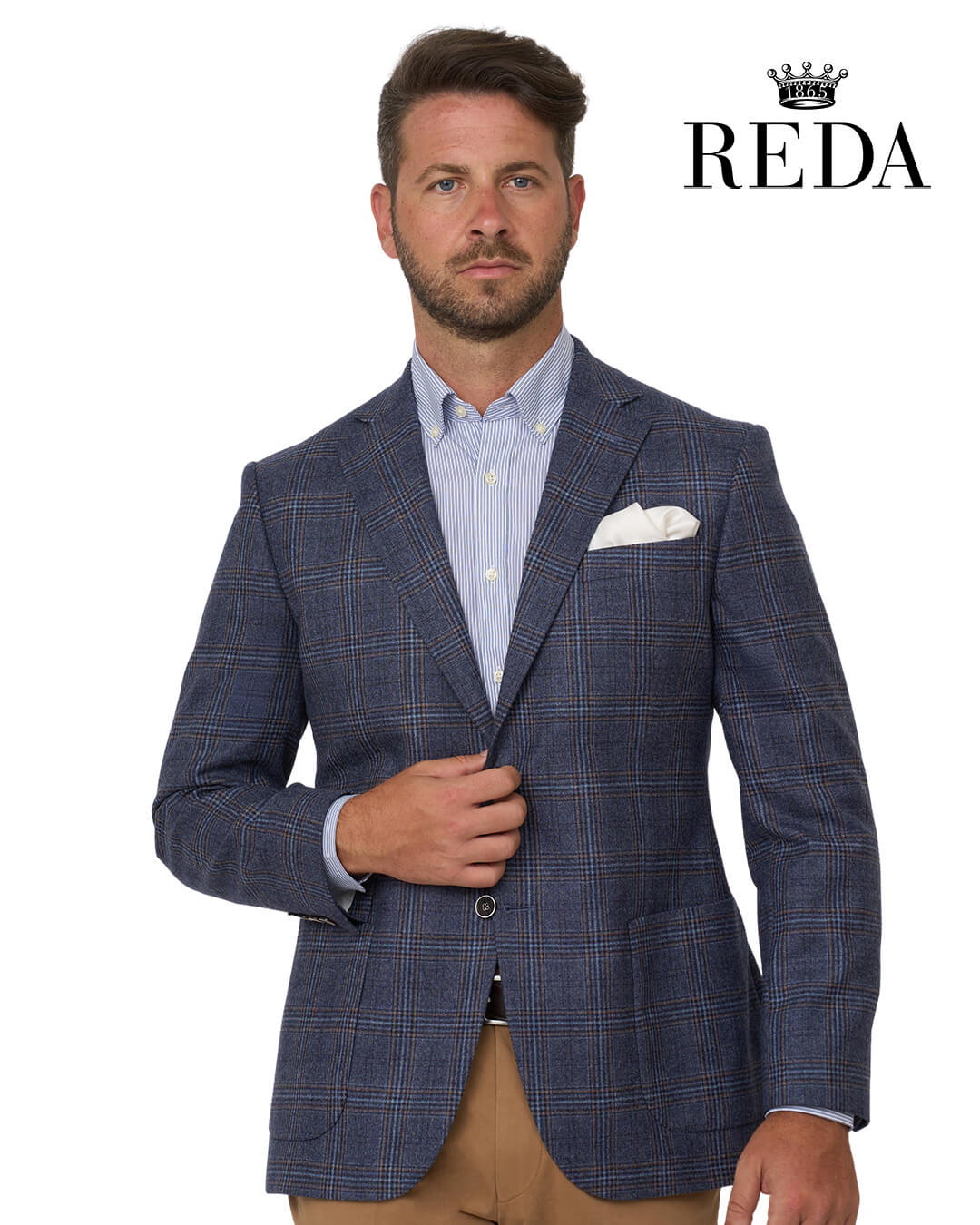 Gagliardi Denim Blue Check Sharkskin Reda Jacket