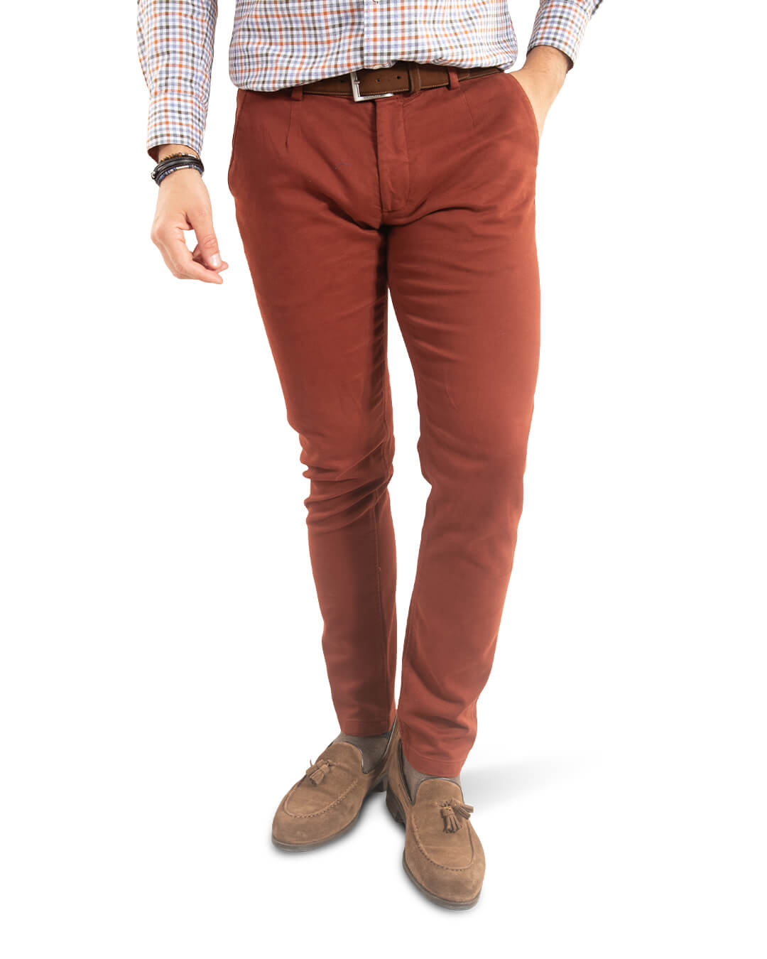 Rust Twill Garment Dyed Chino Trousers