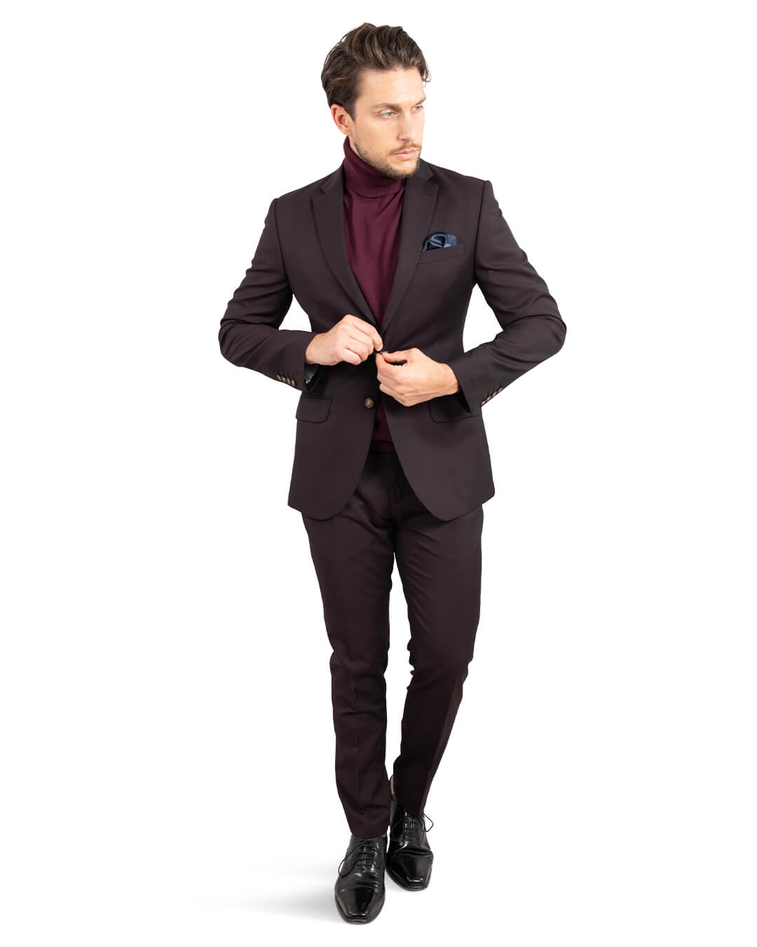 Burgundy turtleneck outlet suit