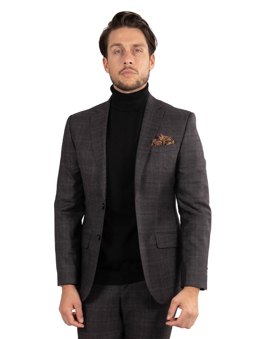 Grey And Brown Glen Check Suit