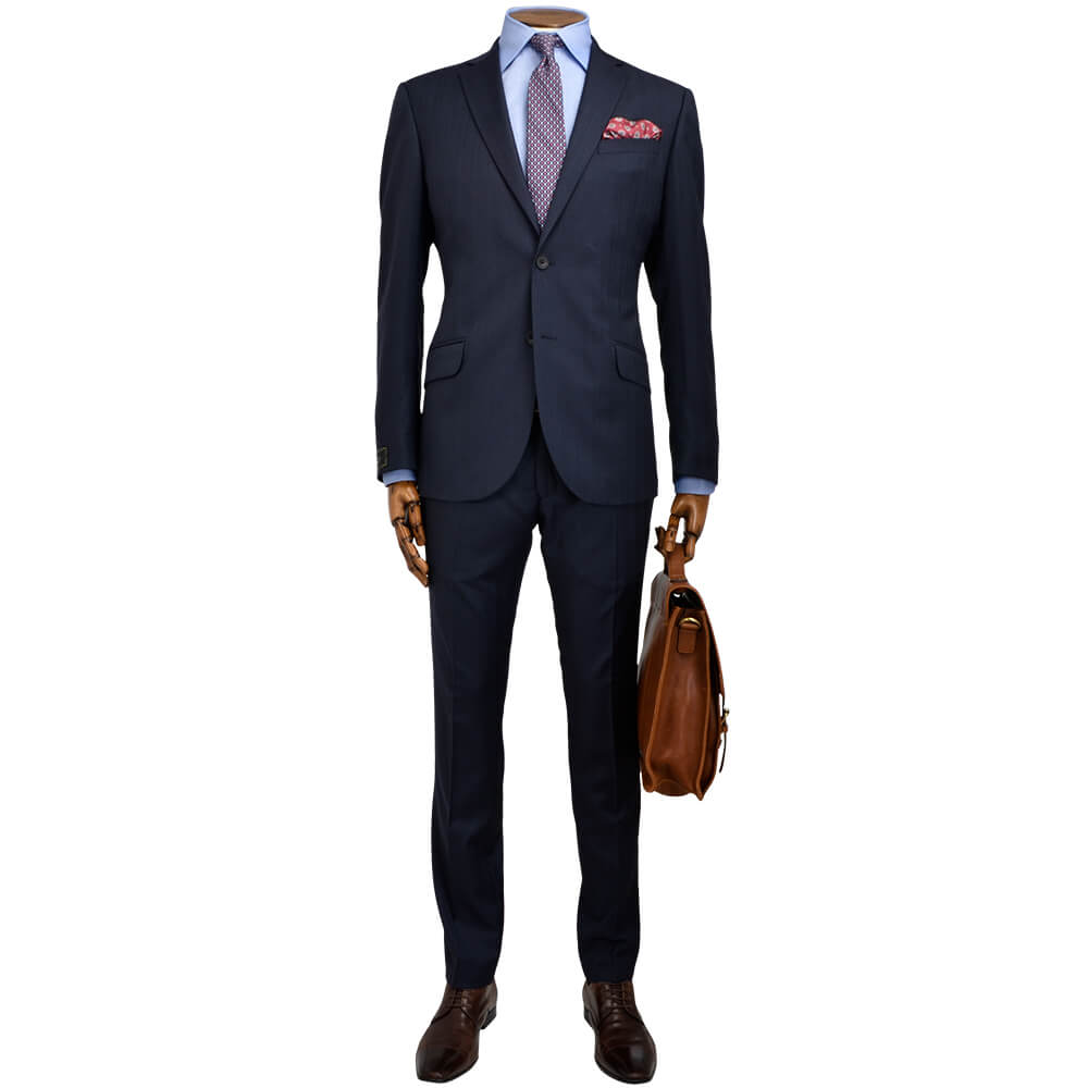 Lanificio F.lli Cerruti Navy Herringbone Suit - Gagliardi