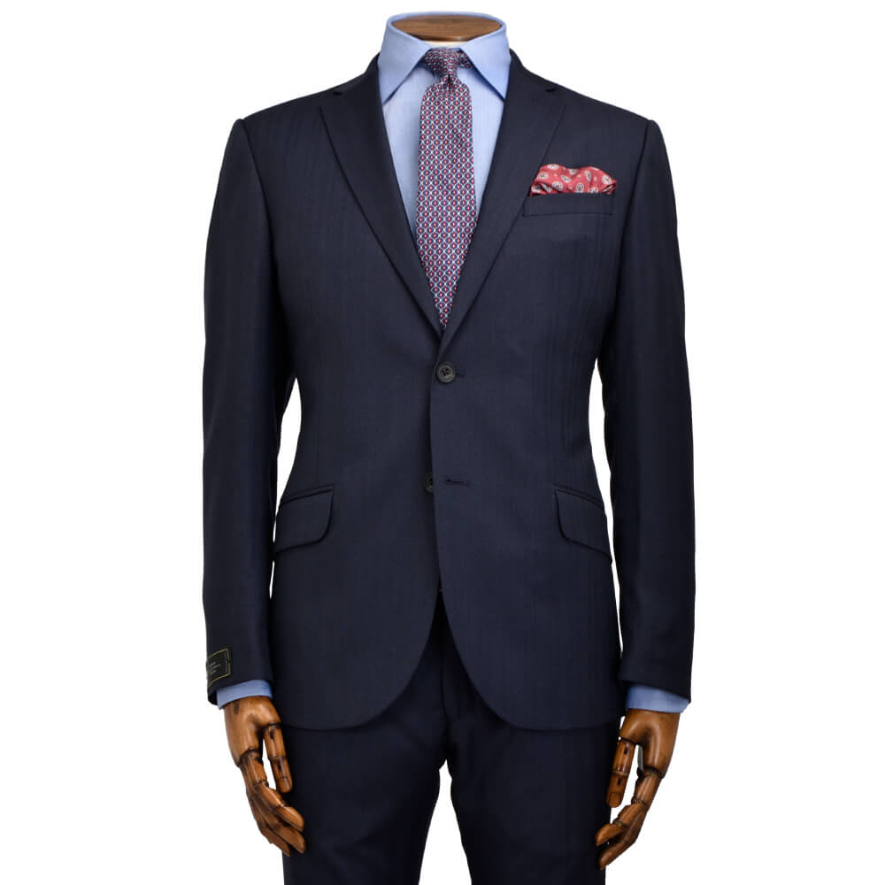 Lanificio F.lli Cerruti Navy Herringbone Suit - Gagliardi