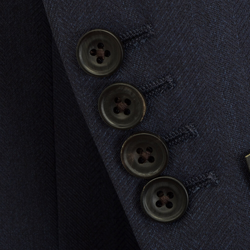 Lanificio F.lli Cerruti Navy Herringbone Suit - Gagliardi