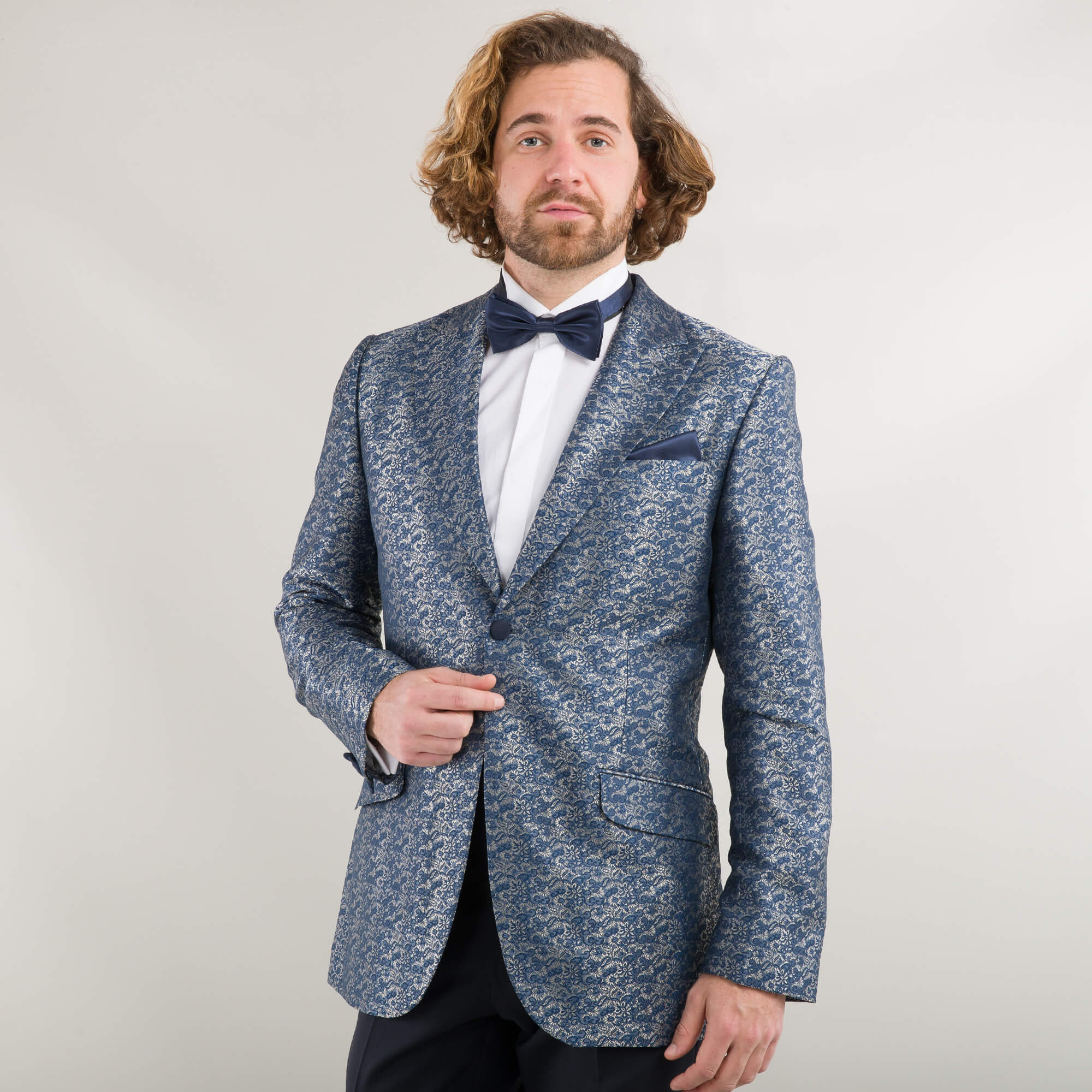 Blue and Silver Floral Evening Jacket