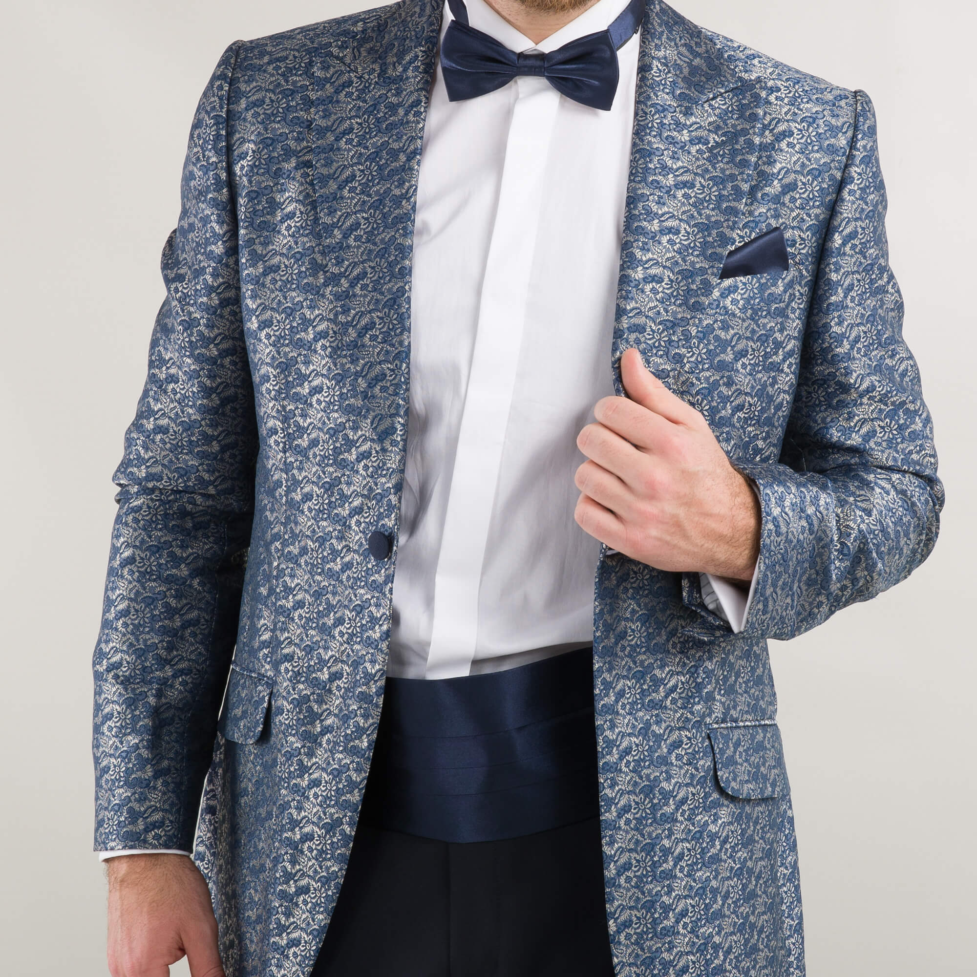 Blue and Silver Floral Evening Jacket
