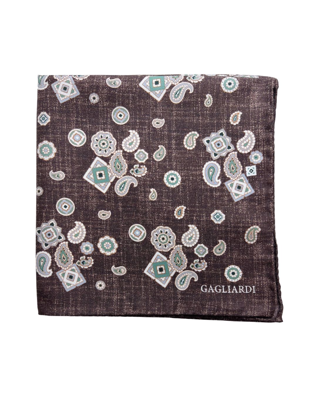 Brown Deconstructed Paisley & Medallions Italian Silk Pocket Square