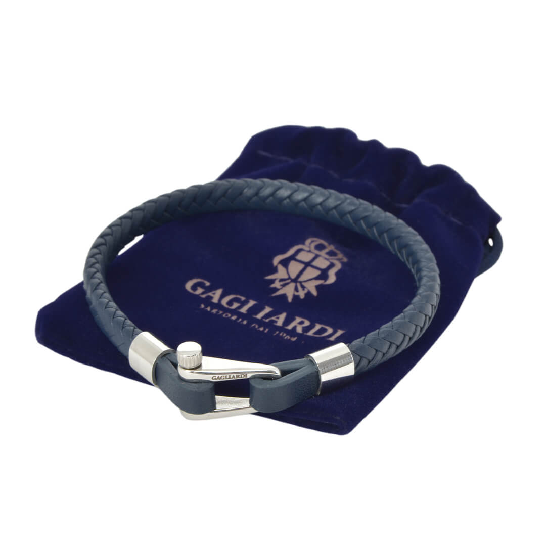 Navy Leather Bracelet - Gagliardi
