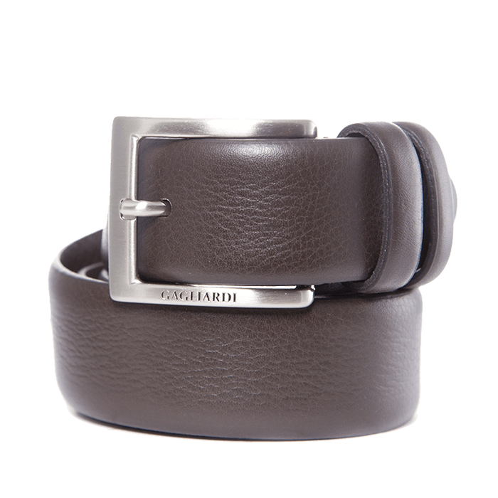 Brown Leather Belt With Branding On Buckle - Gagliardi