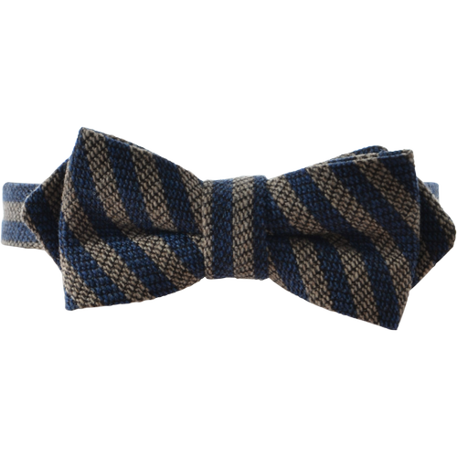 Light Taupe & Mid Blue Stripe Bow Tie - Gagliardi