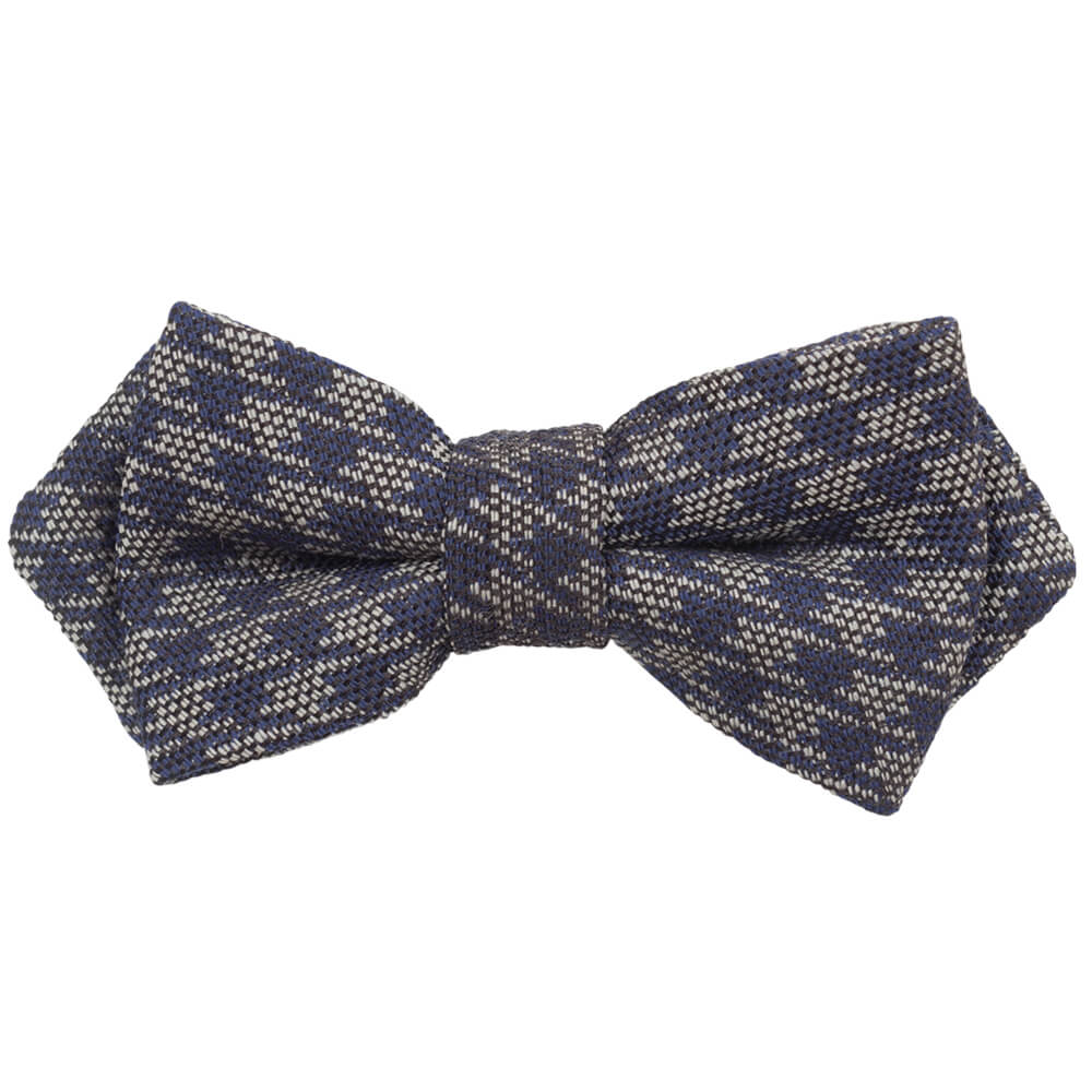 Blue With White Hounds Tooth Bow Tie - Gagliardi