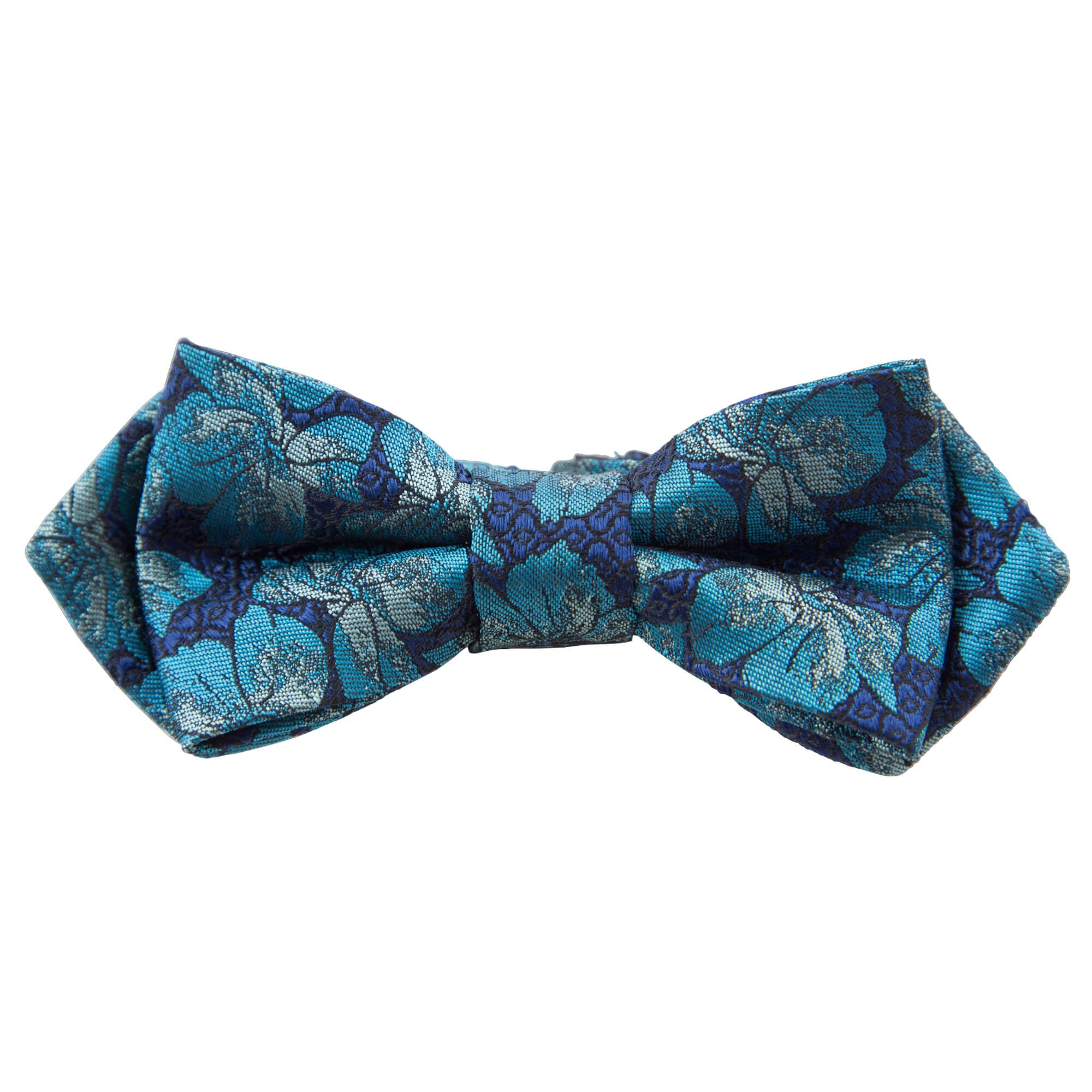 NAVY WITH CYAN FLOWERS BOW TIE
