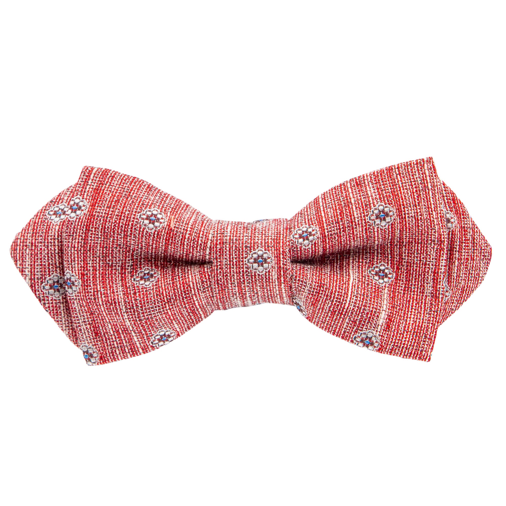 Red With Flower Geometric Design Bow Tie