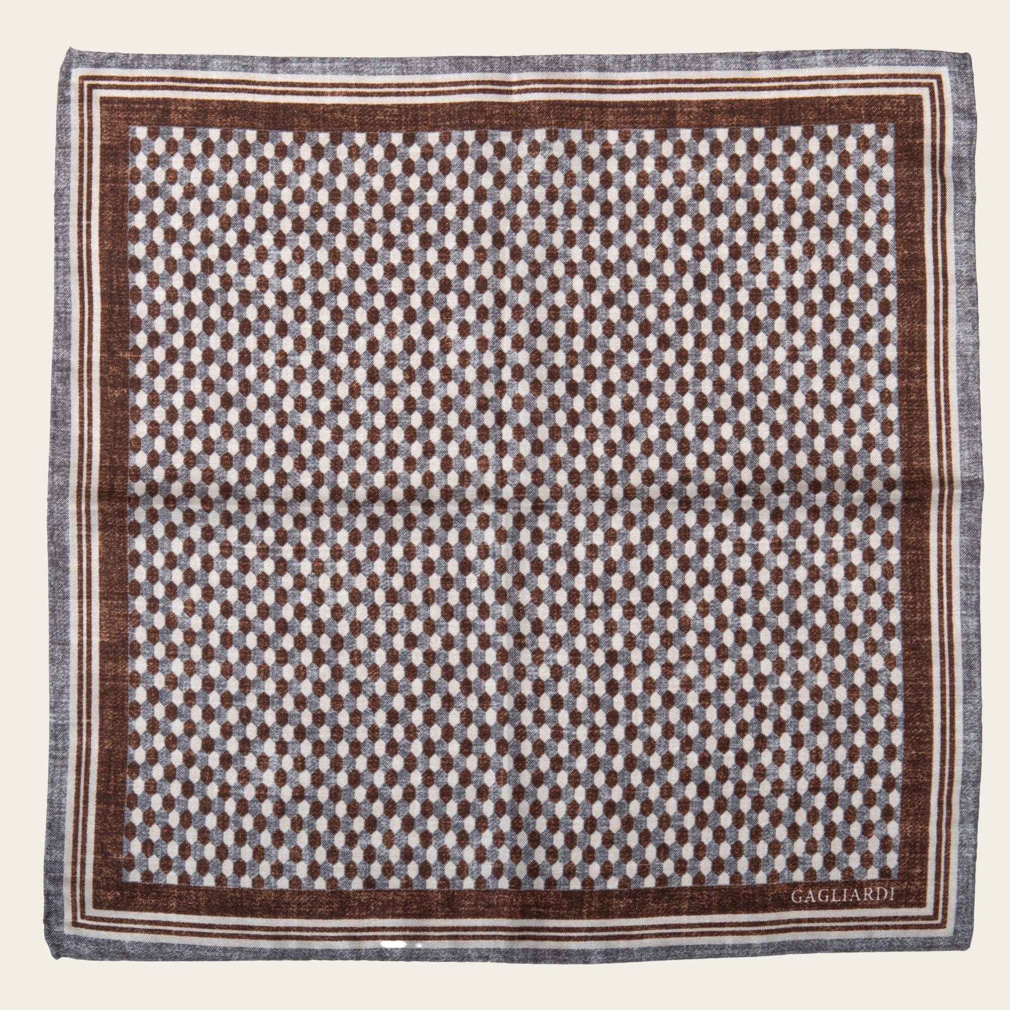 Brown Hexagons Silk Pocket Square
