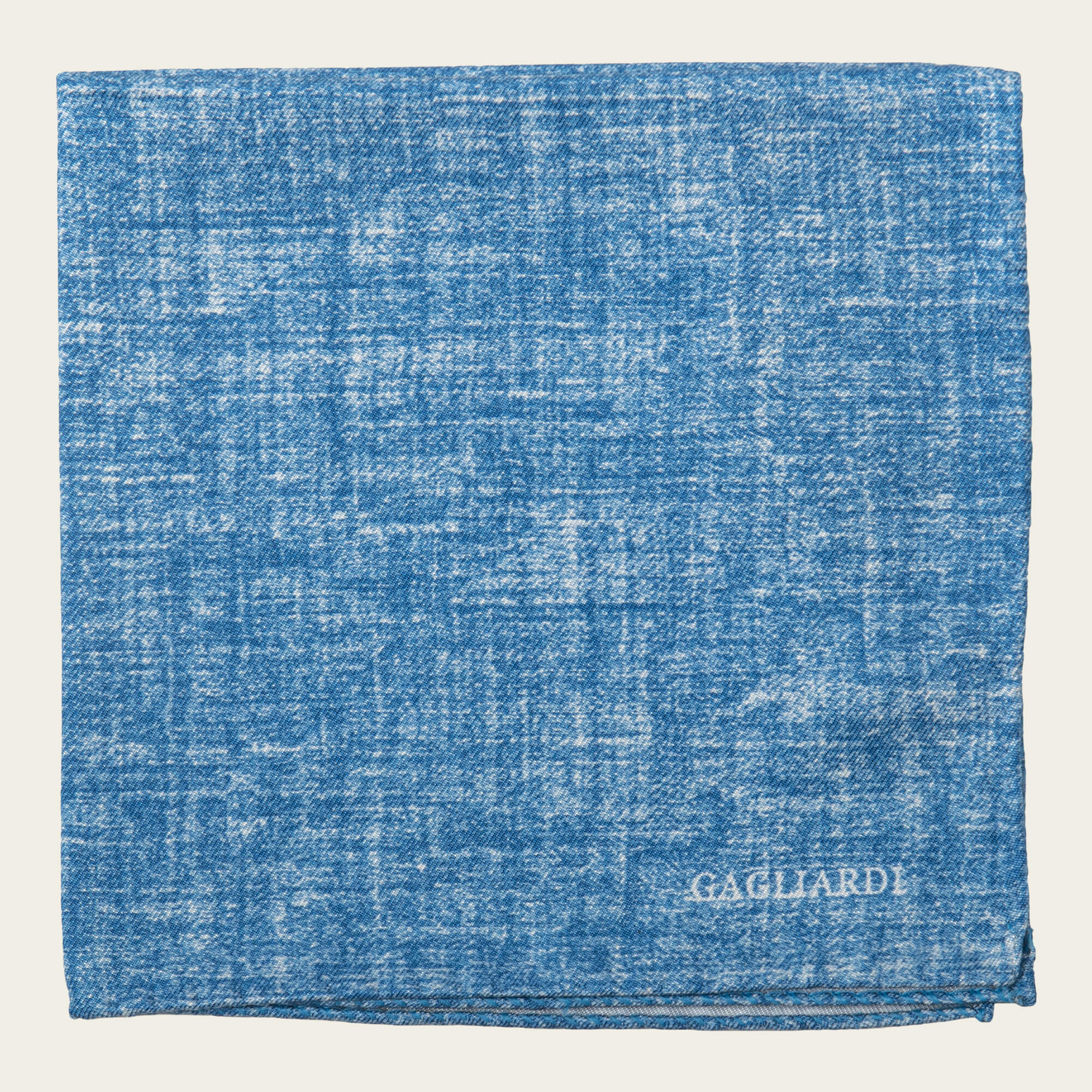 Blue Melange Silk Cotton Pocket Square