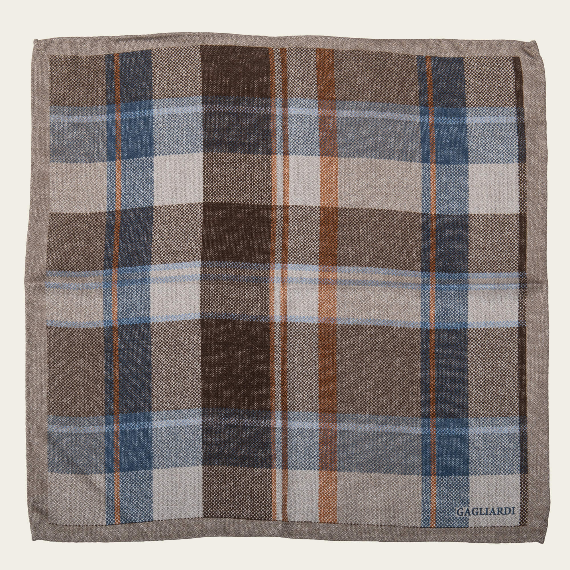 Brown Check Double Sided Silk Pocket Square