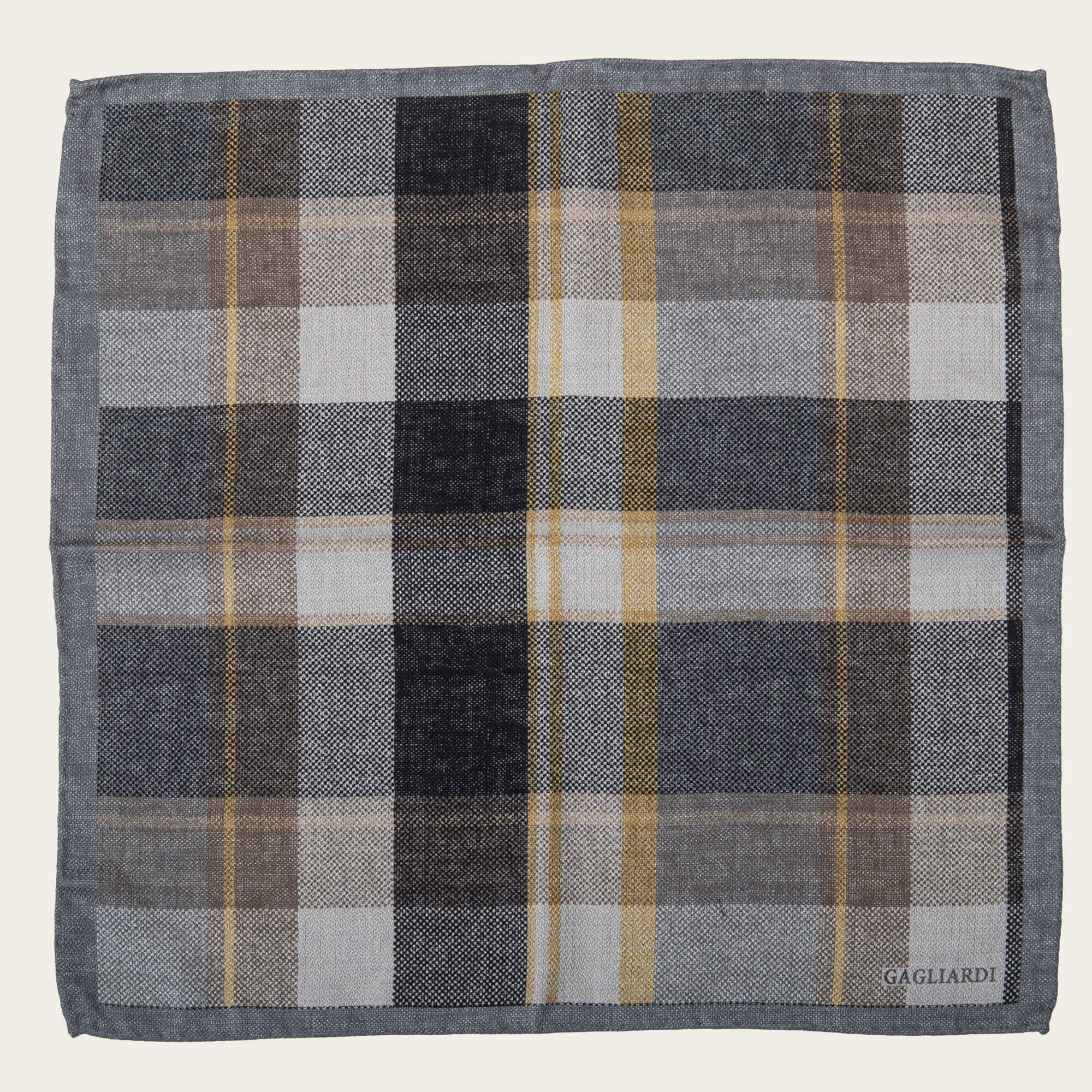 Grey Check Double Sided Silk Pocket Square