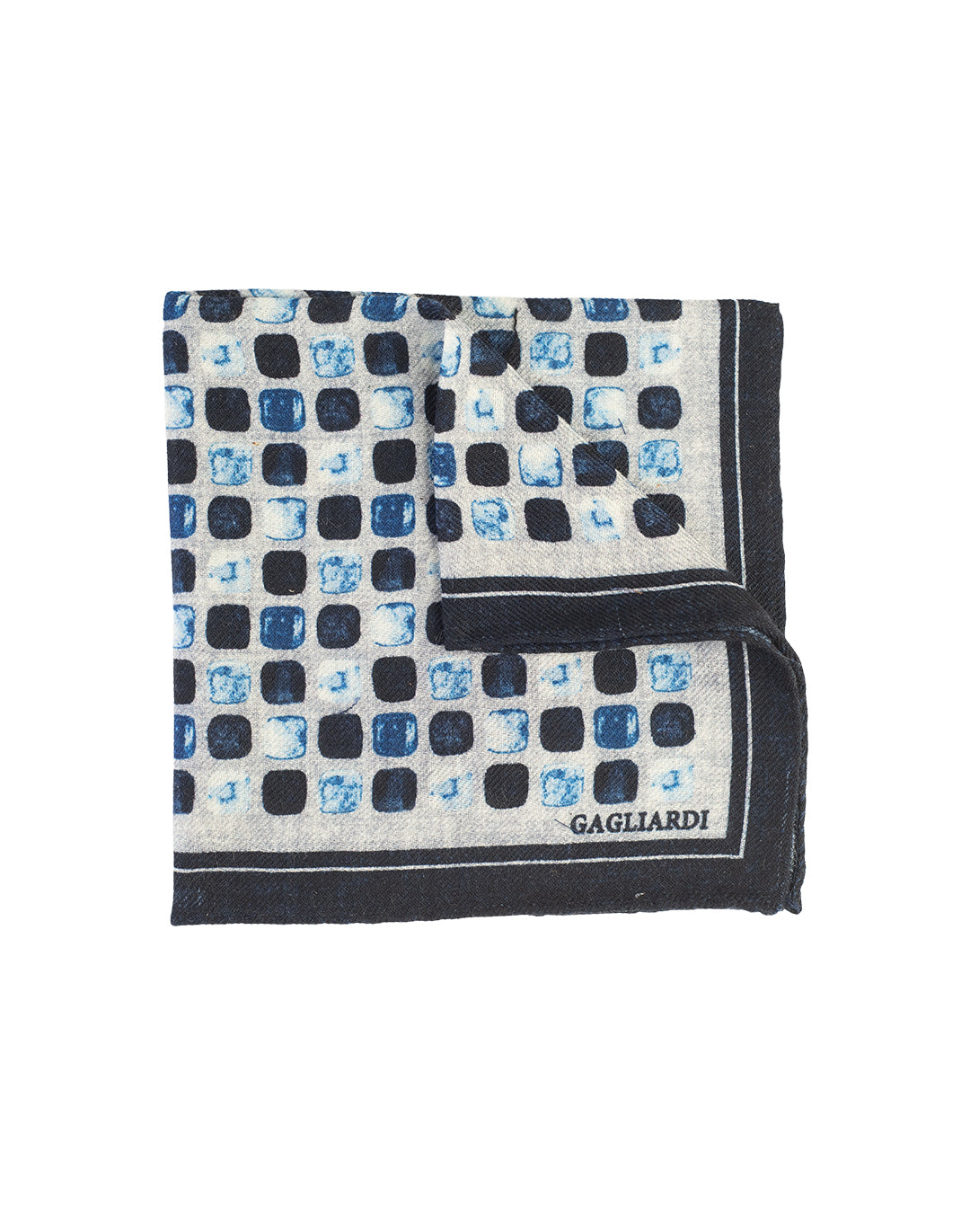 Silver Coloured Squares Italian Wool Pocket Square
