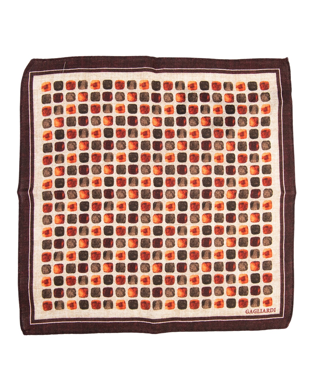 Beige Coloured Squares Italian Wool Pocket Square