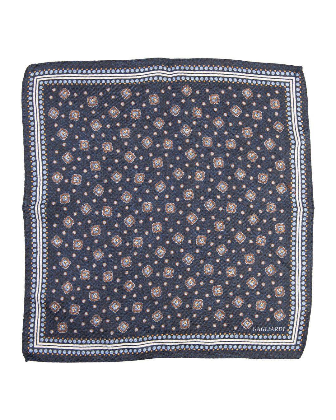 Blue Geometric Italian Wool & Silk Pocket Square