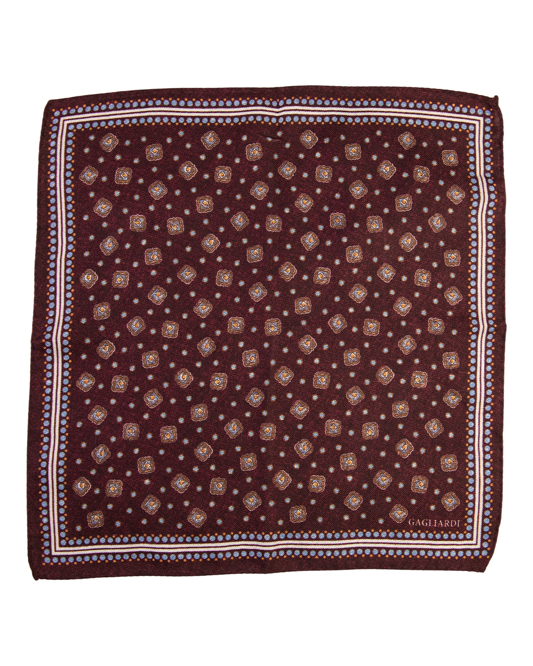 Burgundy Geometric Italian Wool & Silk Pocket Square