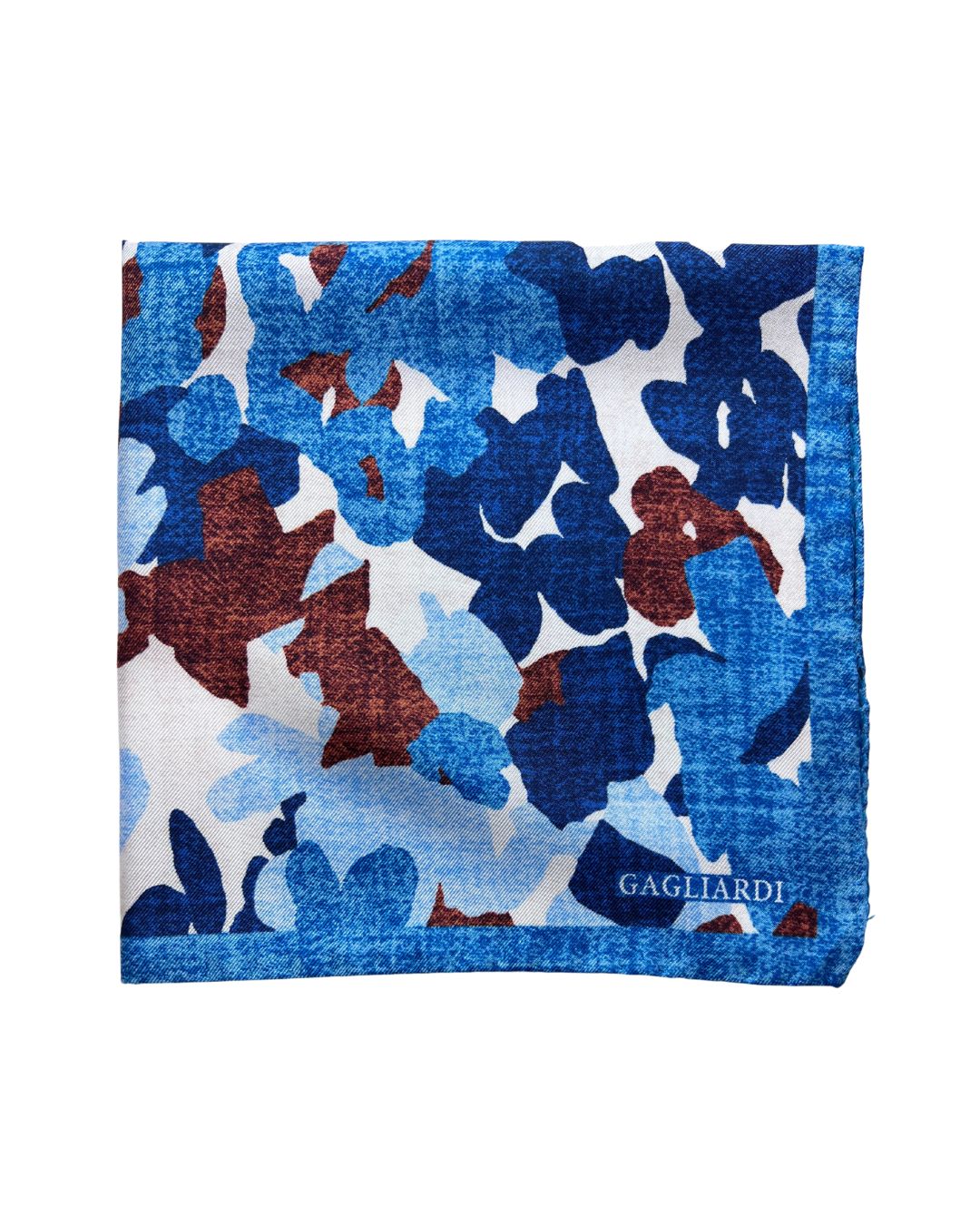 Sky Blue Large Abstract Floral Italian Silk Pocket Square
