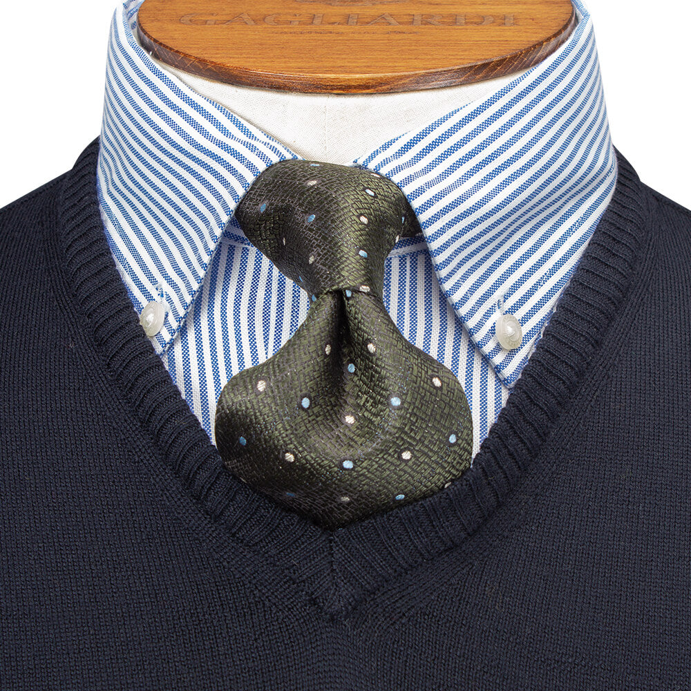 Navy Merino V-Neck - Gagliardi