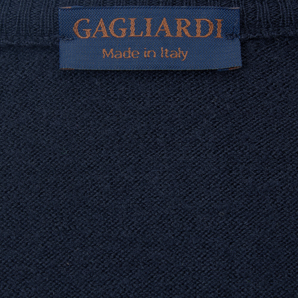 Navy Merino V-Neck - Gagliardi