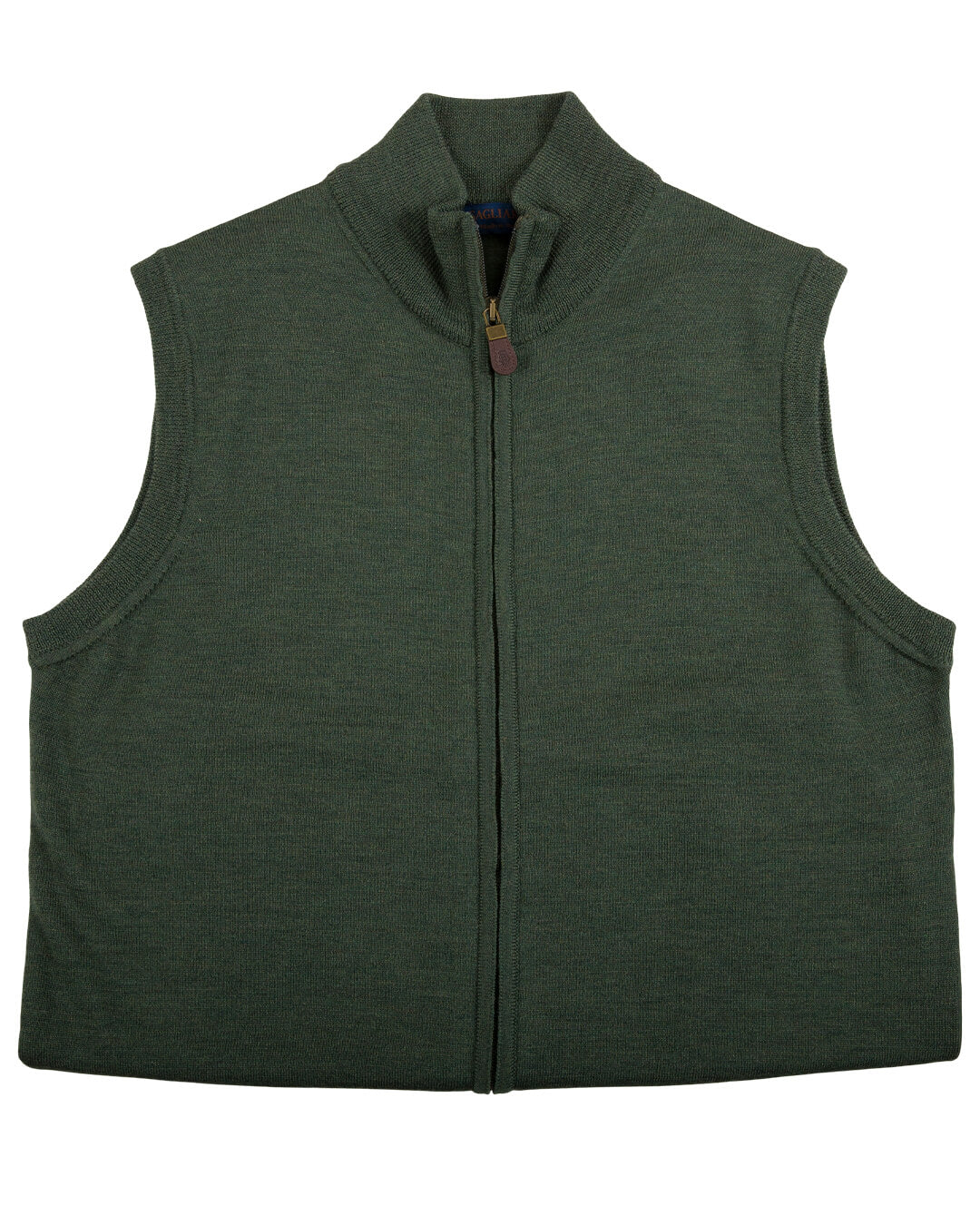 Olive Merino Wool Zip Waistcoat