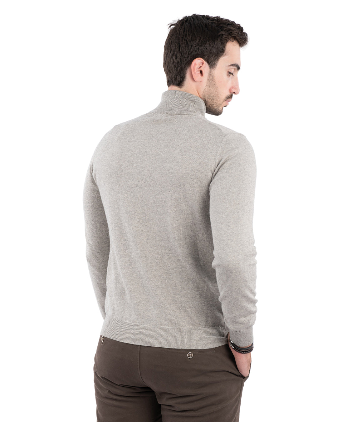 Grey cashmere roll hot sale neck jumper