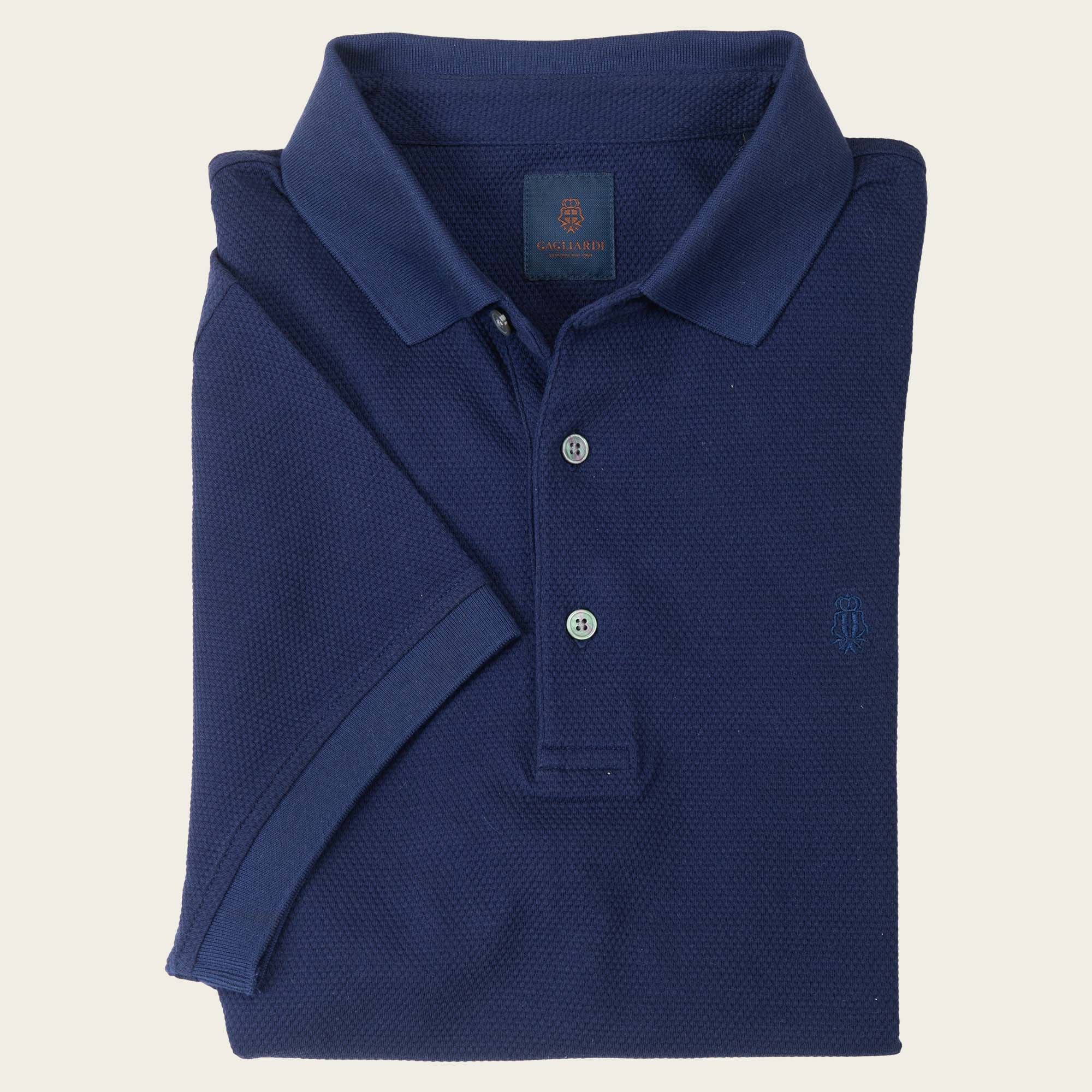 Navy Popcorn Texture Polo Shirt