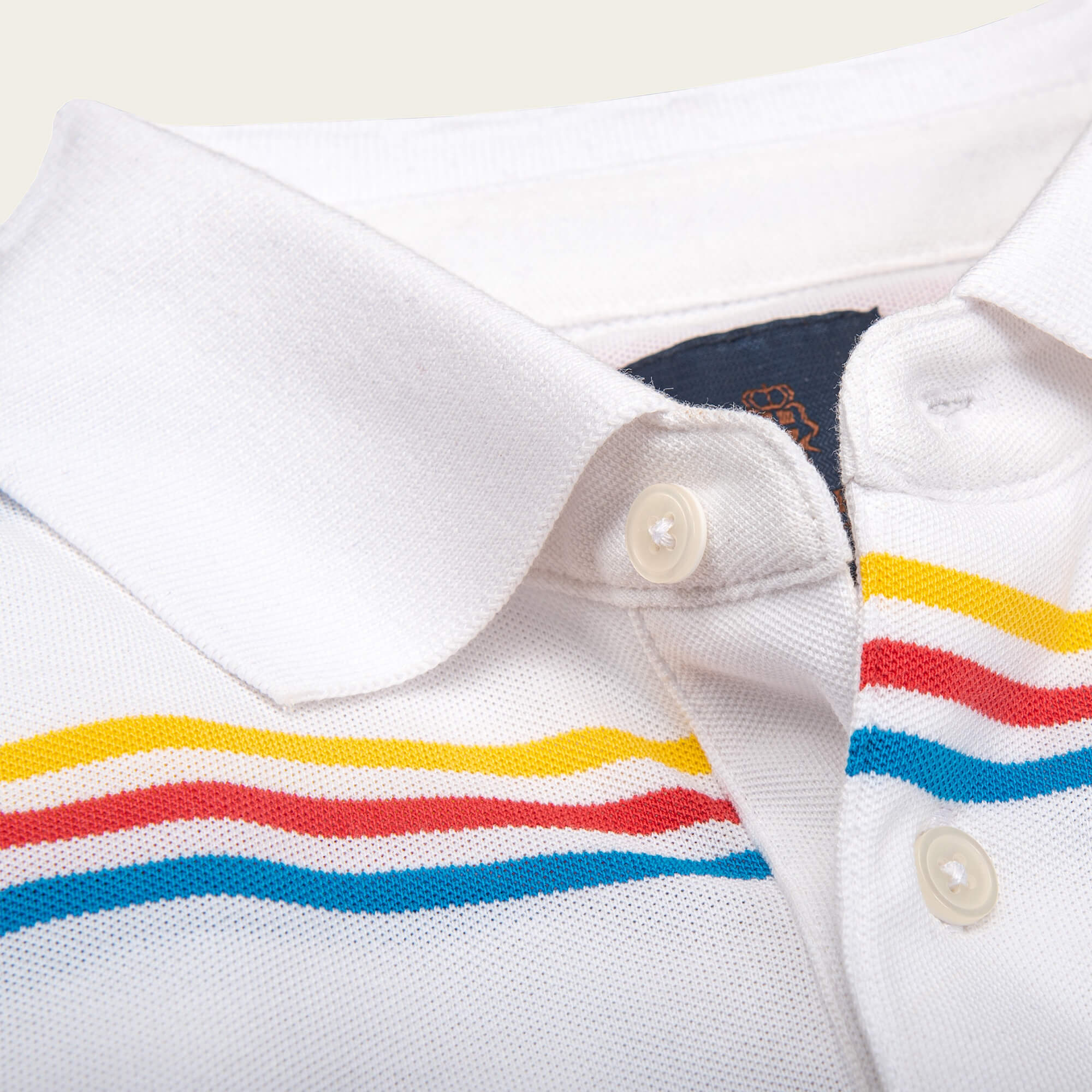 White Multi Stripe Pique Polo Shirt