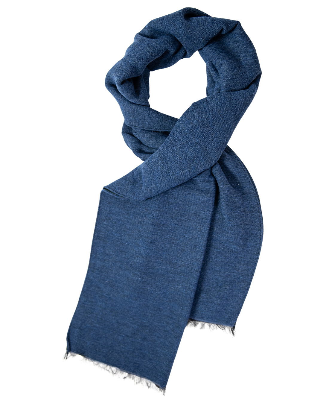Blue Plain Italian Wool Blend Scarf