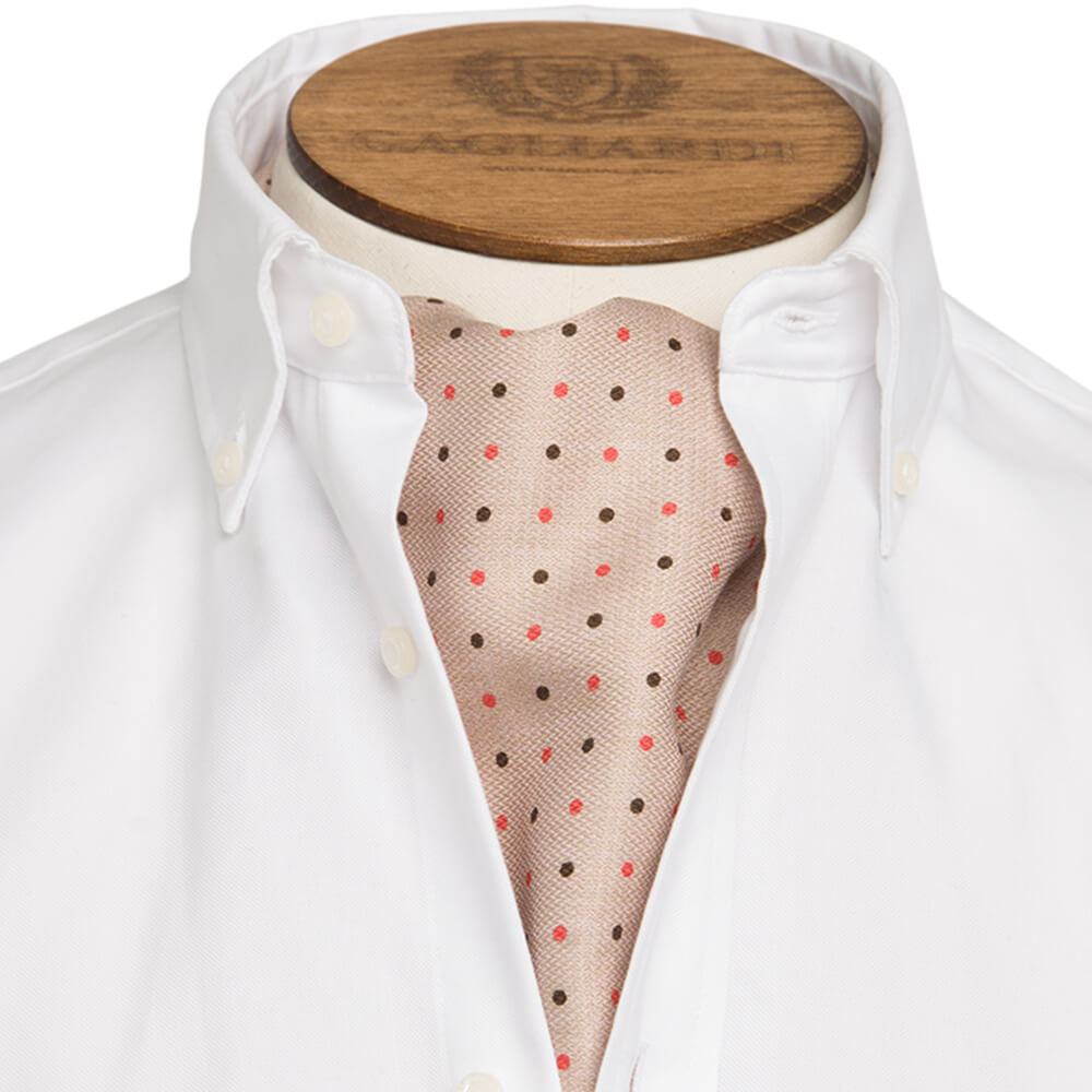 Camel With Clay & Brown Dotted Cravat - Gagliardi
