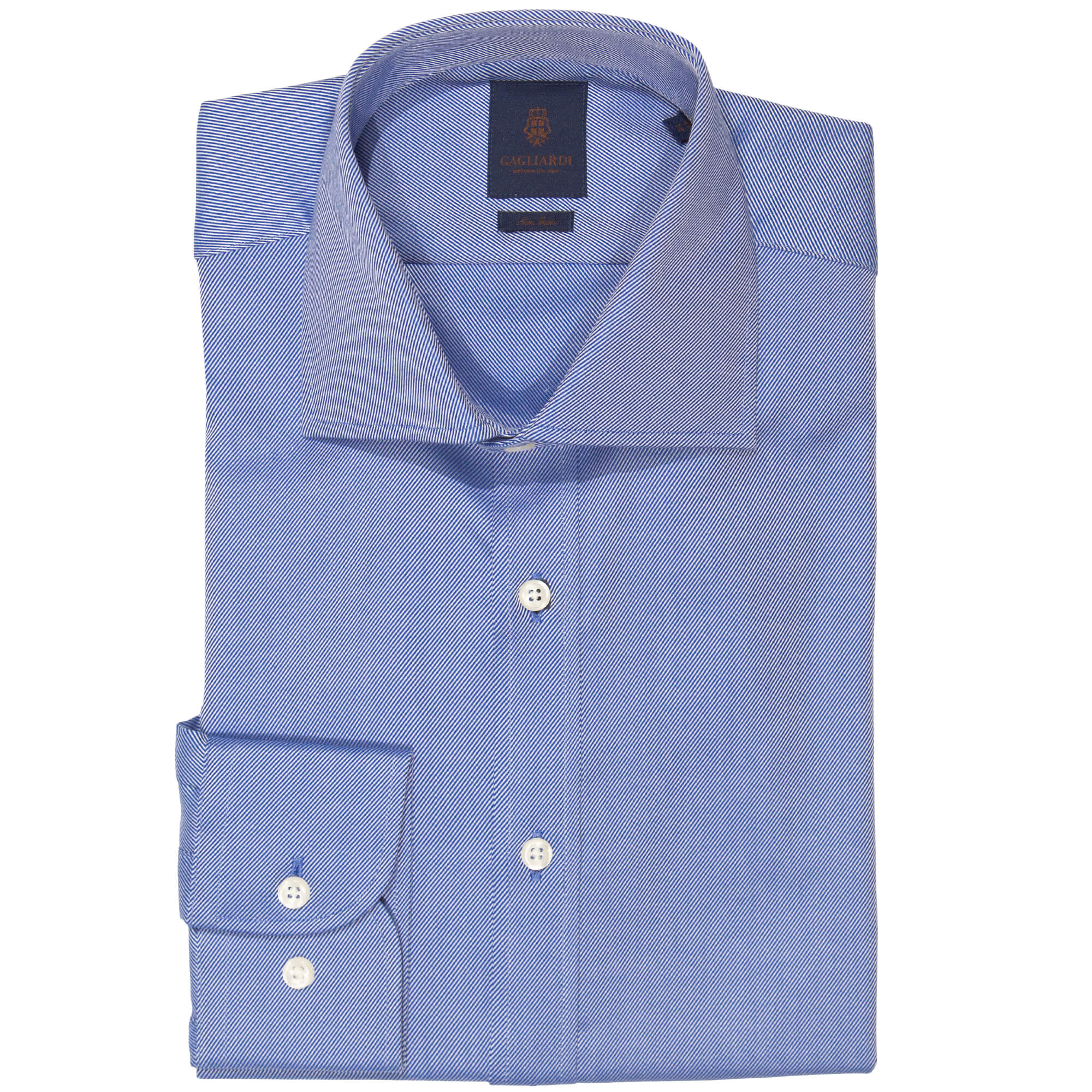 Royal Blue Twill Cutaway Collar Single Cuffed Slim-Fit Non-Iron Shirt