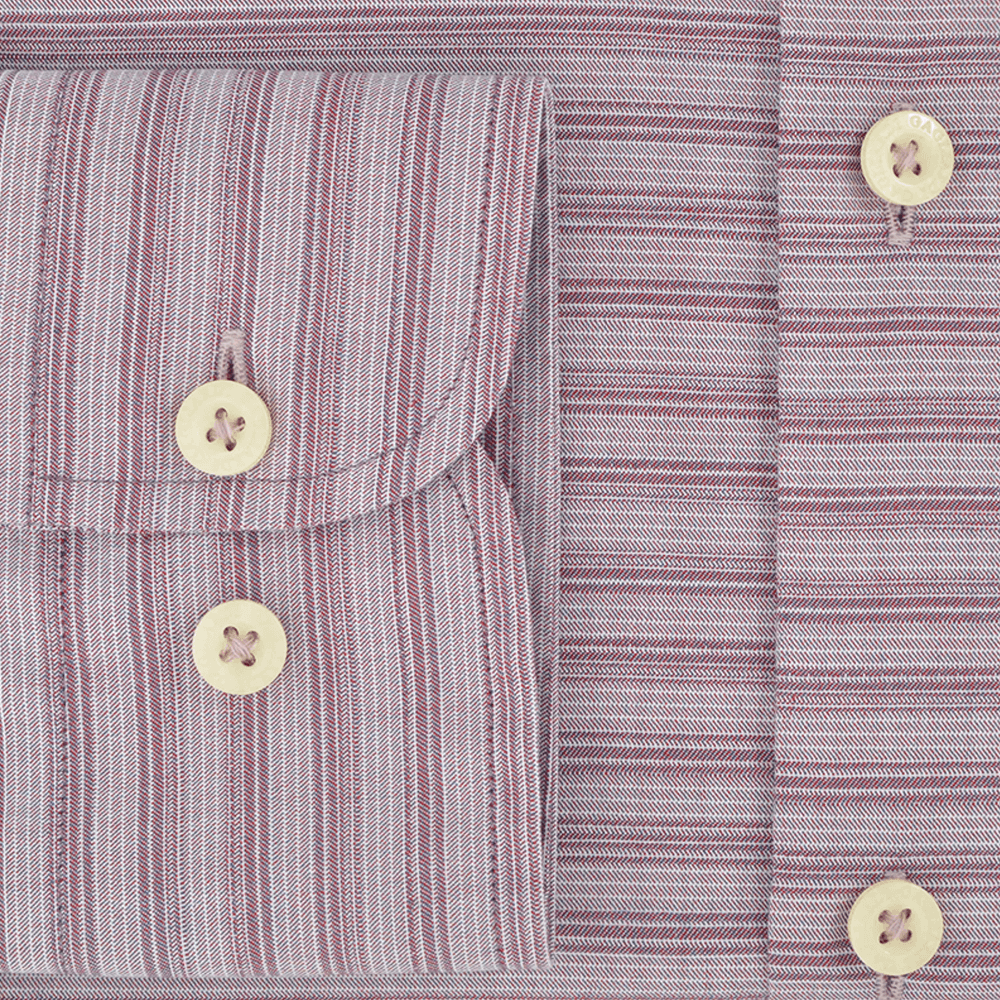 Burgundy Horizontal Multistripe Garment Washed Casual Shirt - Gagliardi