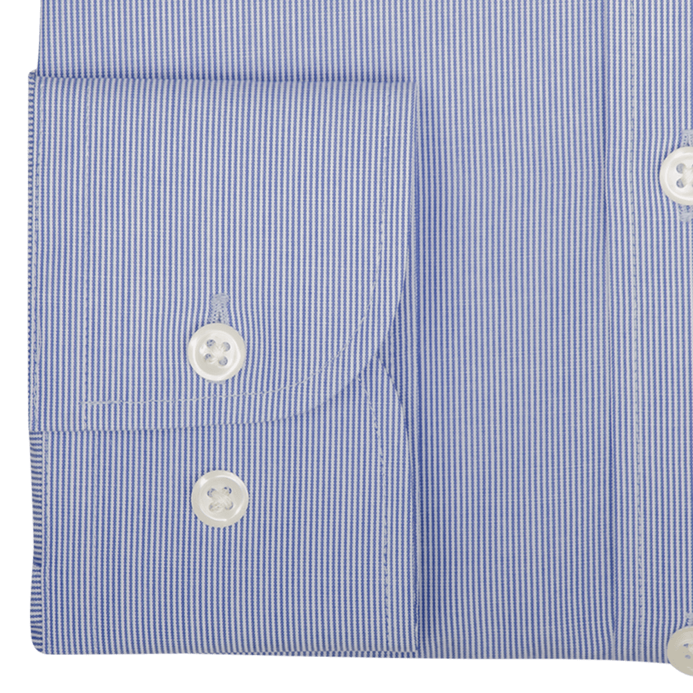 Royal Blue Fine Striped Slim Fit Cutaway Collar Shirt - Gagliardi