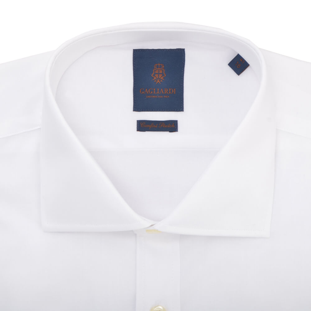 Slim Fit White Cutaway Collar Stretch Shirt - Gagliardi
